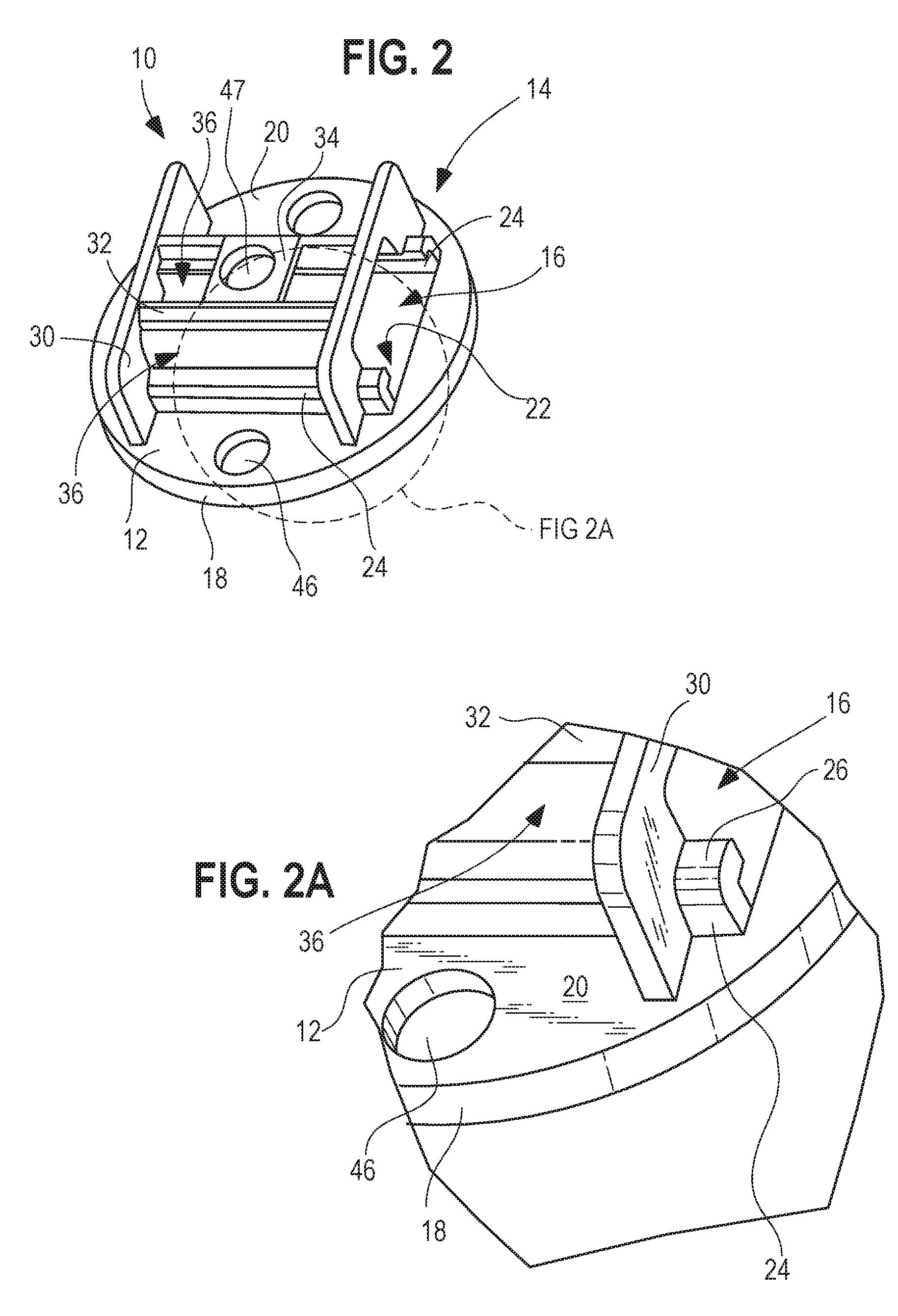 Device with integral insert having strap slot