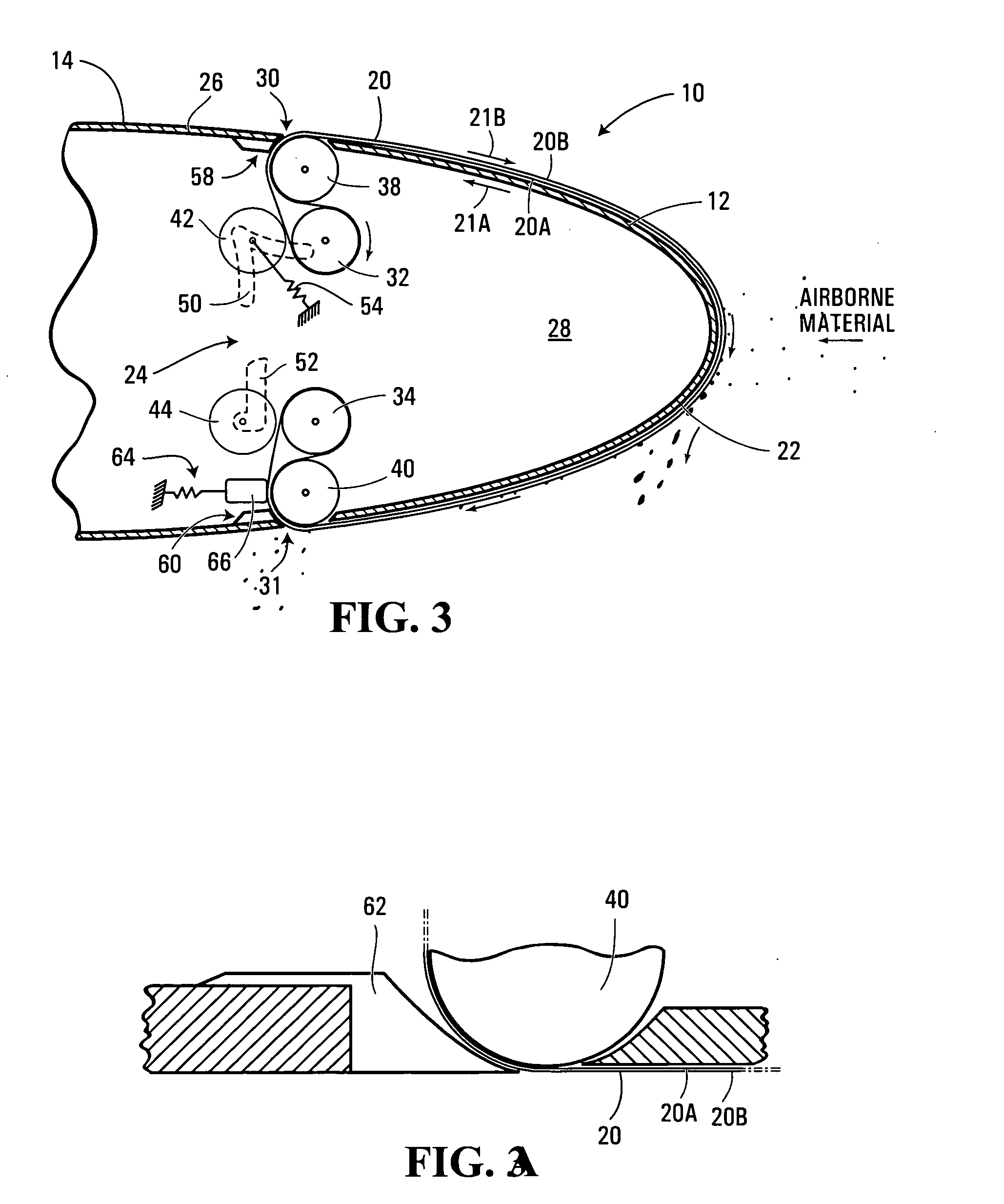 Method and apparatus for inhibiting accretion of airborne material on a surface of an aircraft