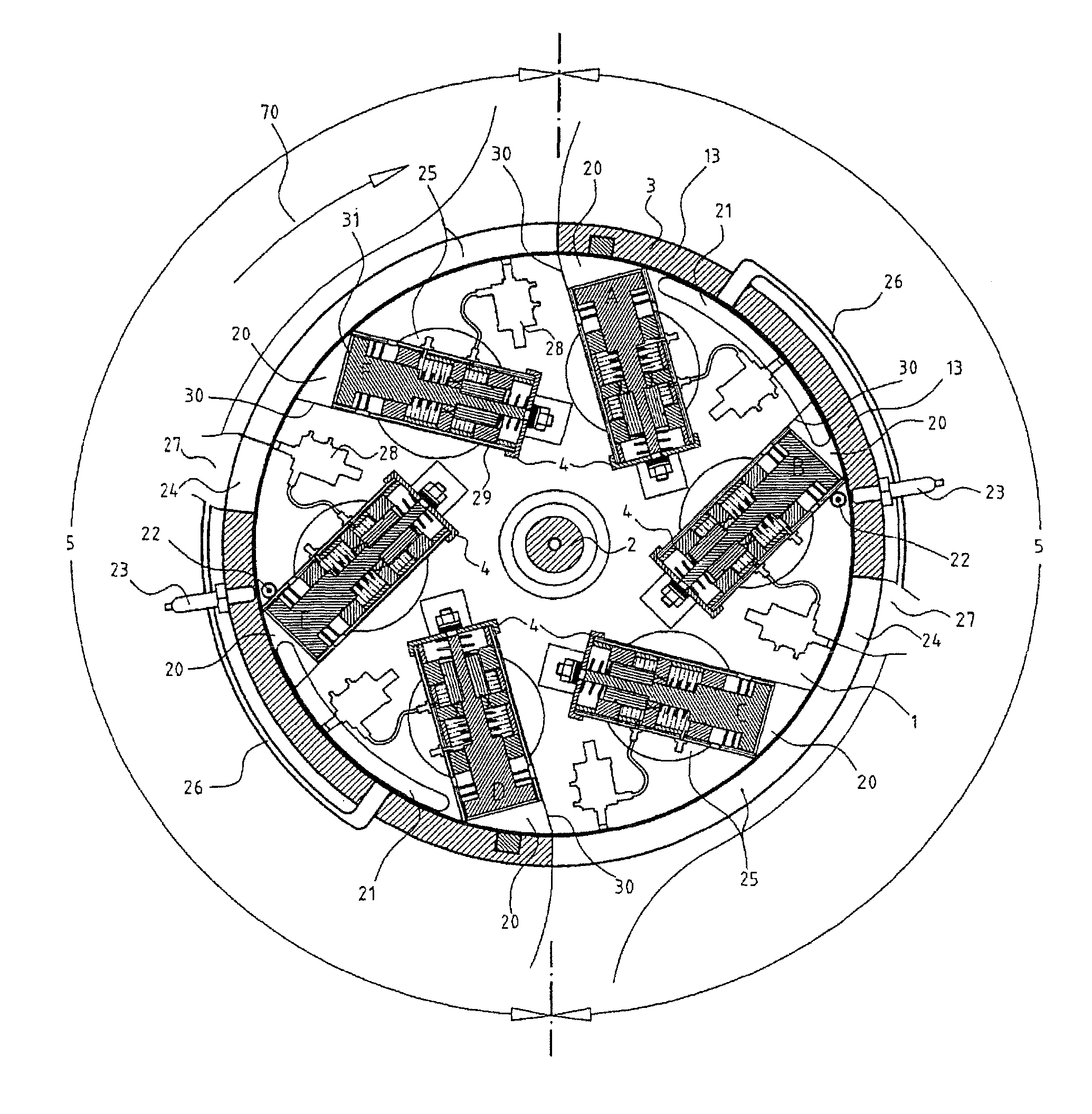 Pressure engine, in particular, an internal combustion engine, with an annular structure