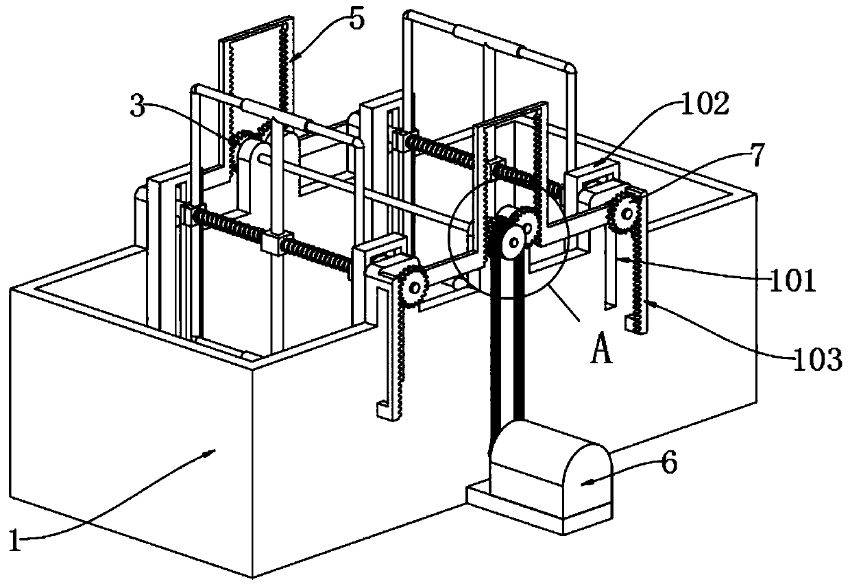 Expansion type double-station turning frame for cleaning frame in seat lining processing procedure