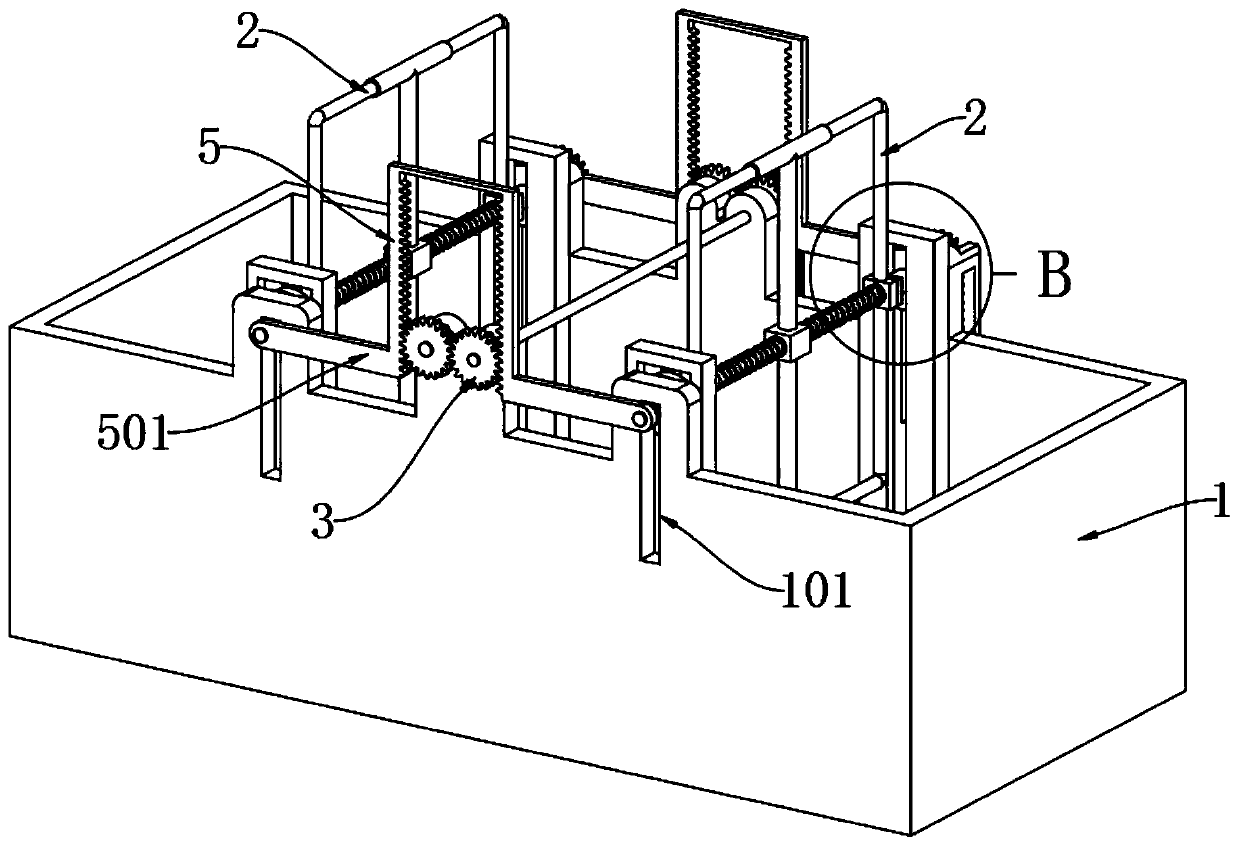 Expansion type double-station turning frame for cleaning frame in seat lining processing procedure