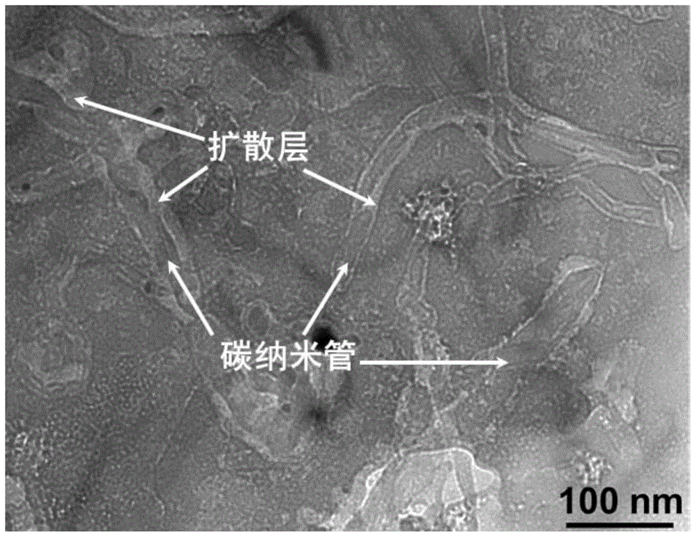 High-damping carbon nanotube/aluminum alloy composite material and preparation method thereof