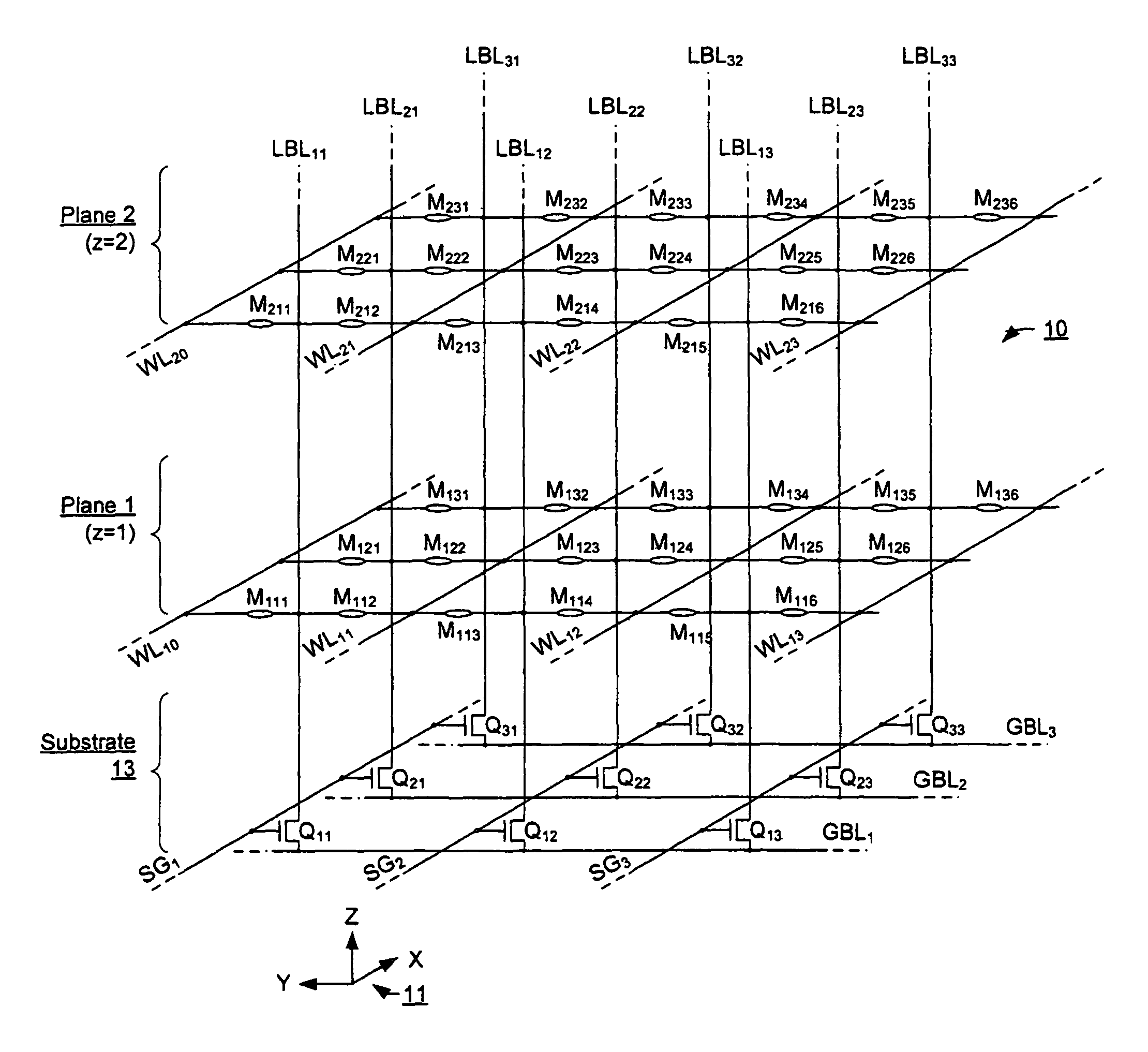 Three-dimensional array of re-programmable non-volatile memory elements having vertical bit lines and a single-sided word line architecture