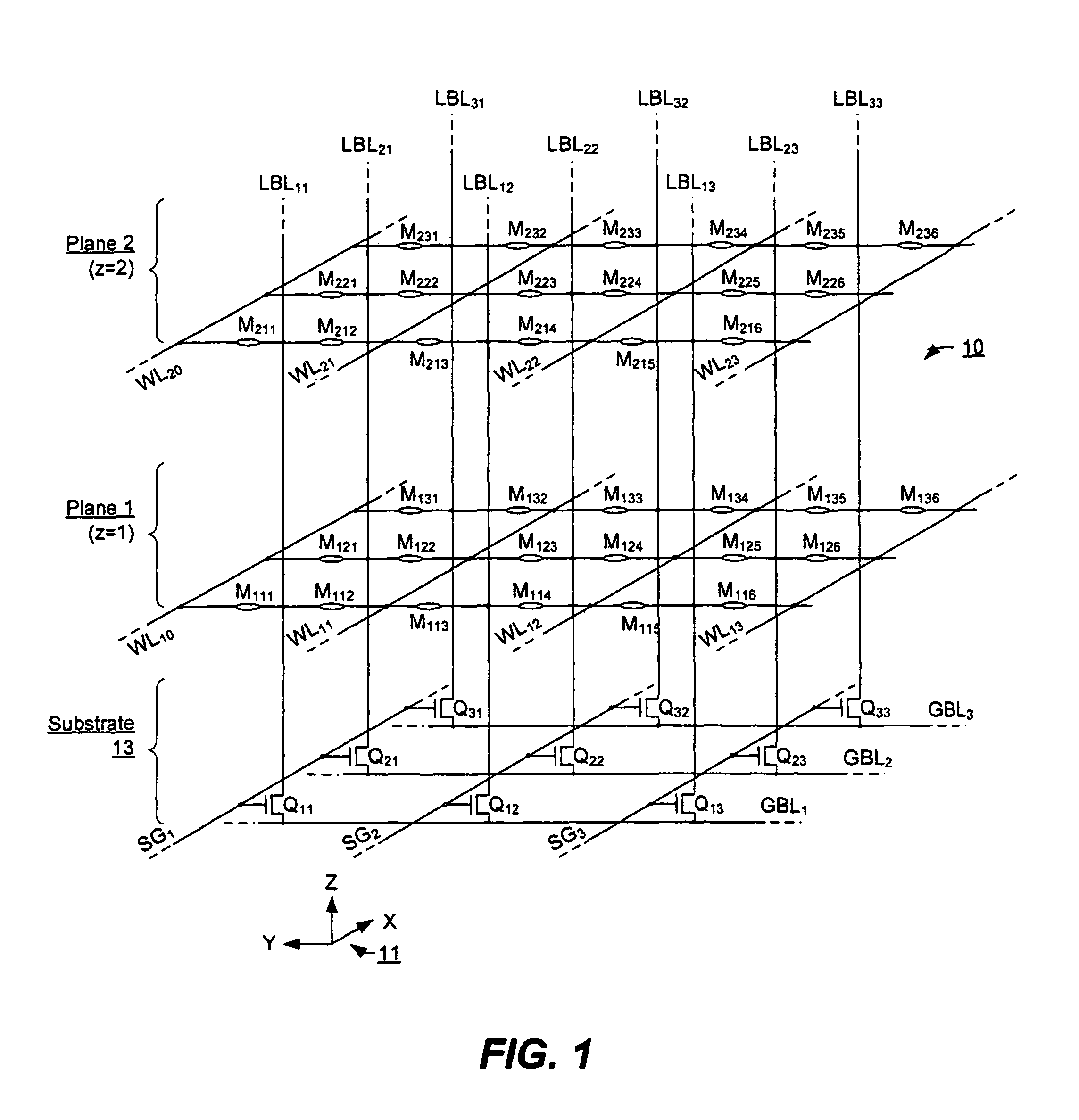 Three-dimensional array of re-programmable non-volatile memory elements having vertical bit lines and a single-sided word line architecture