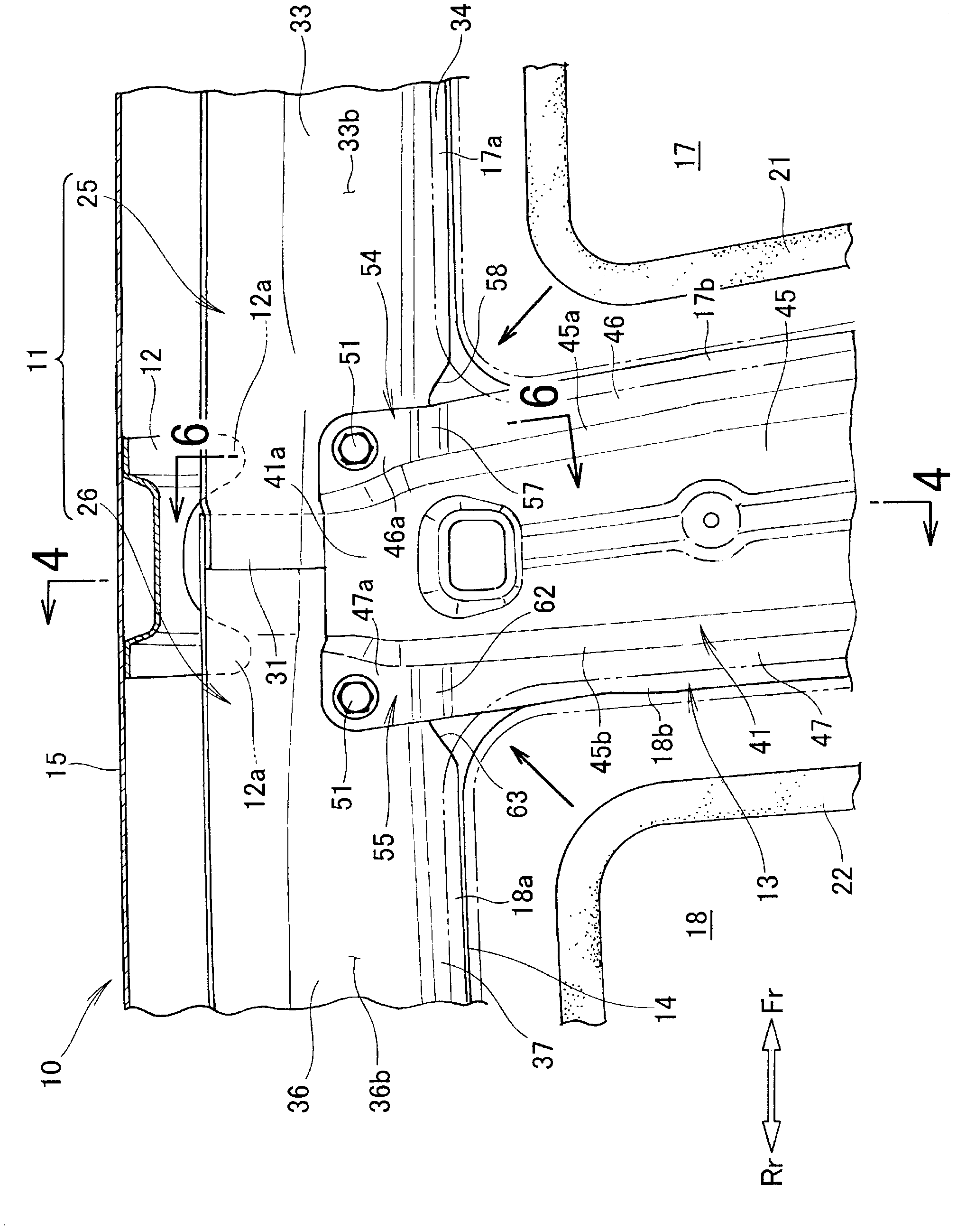 Side structure for vehicle body