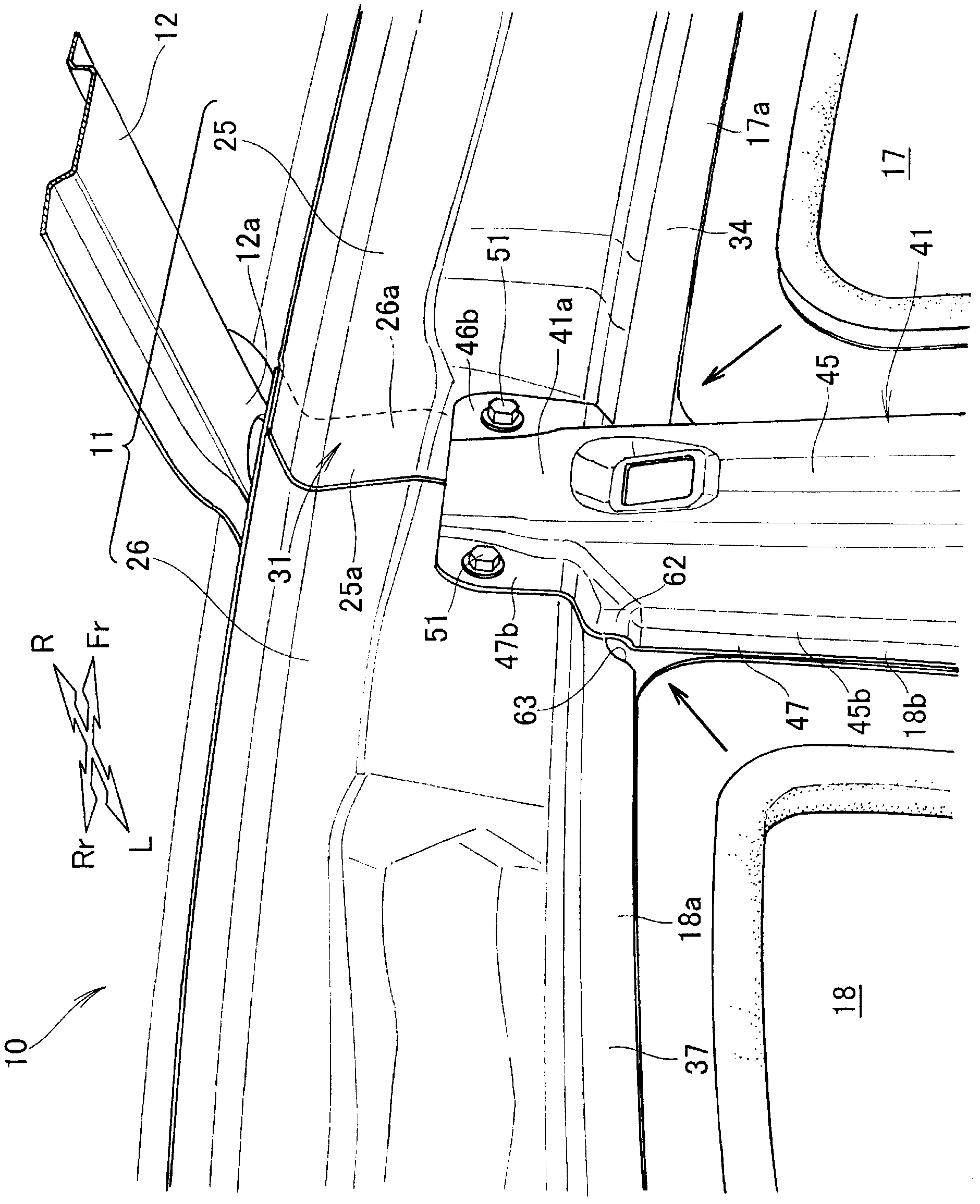 Side structure for vehicle body