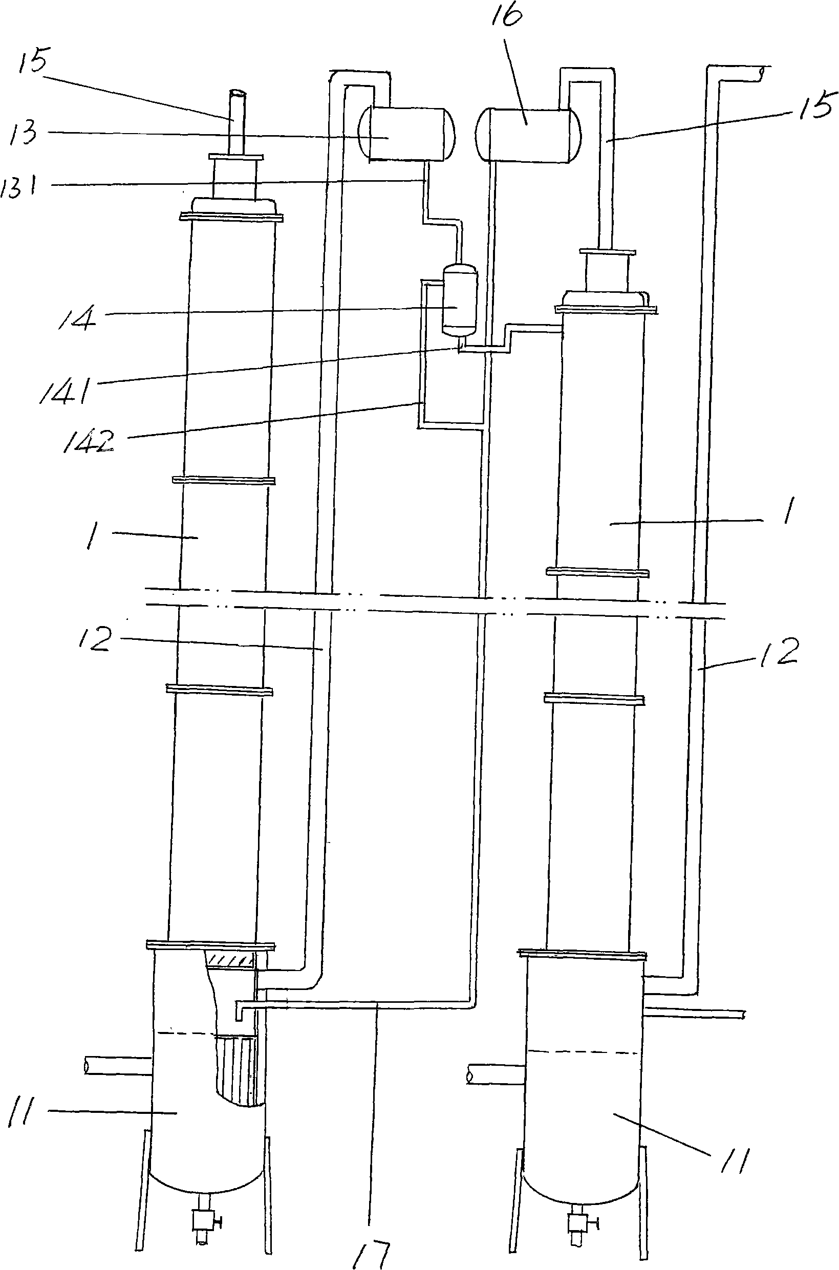 Liquid phase cascade rectification device for isotope separation