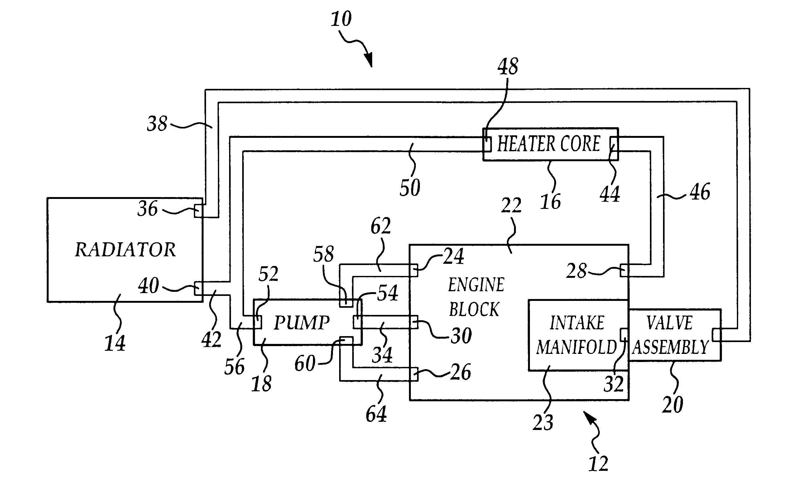 Valve assembly for controlling coolant flow exiting an engine