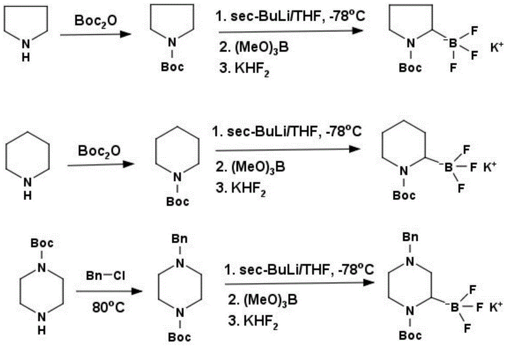 Method for preparing saturated potassium azacyclo-trifluoroborates