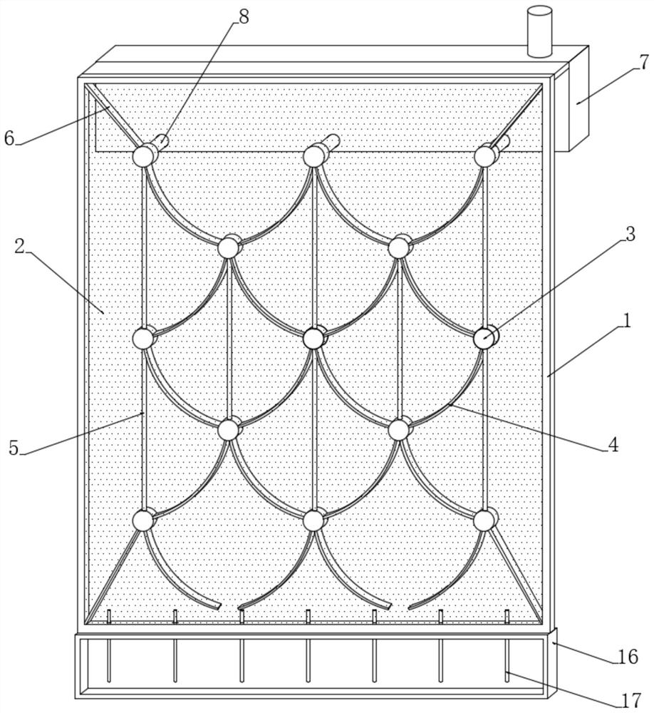 Continuous emulsification desorption type adsorption netting for oil mist-containing waste gas