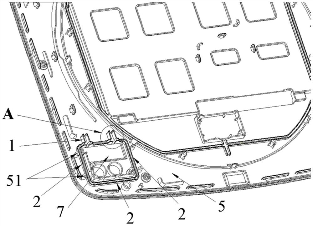 Electric appliance element sealing structure and clothes treatment device applying same