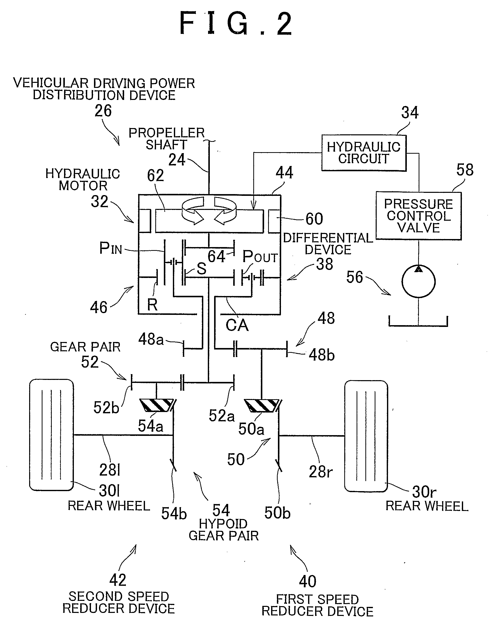 Vehicular driving power distribution device