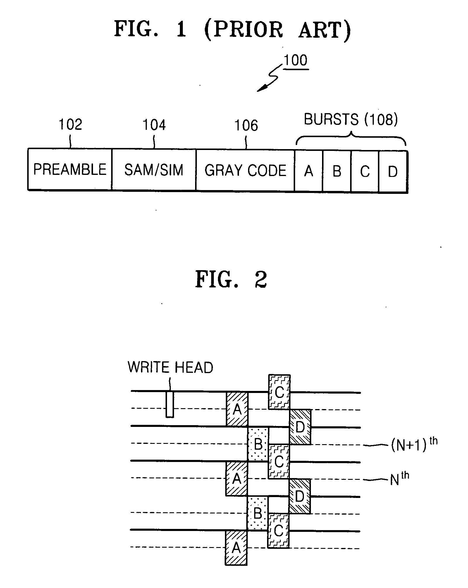 Method for recording bursts on a disk and related apparatus