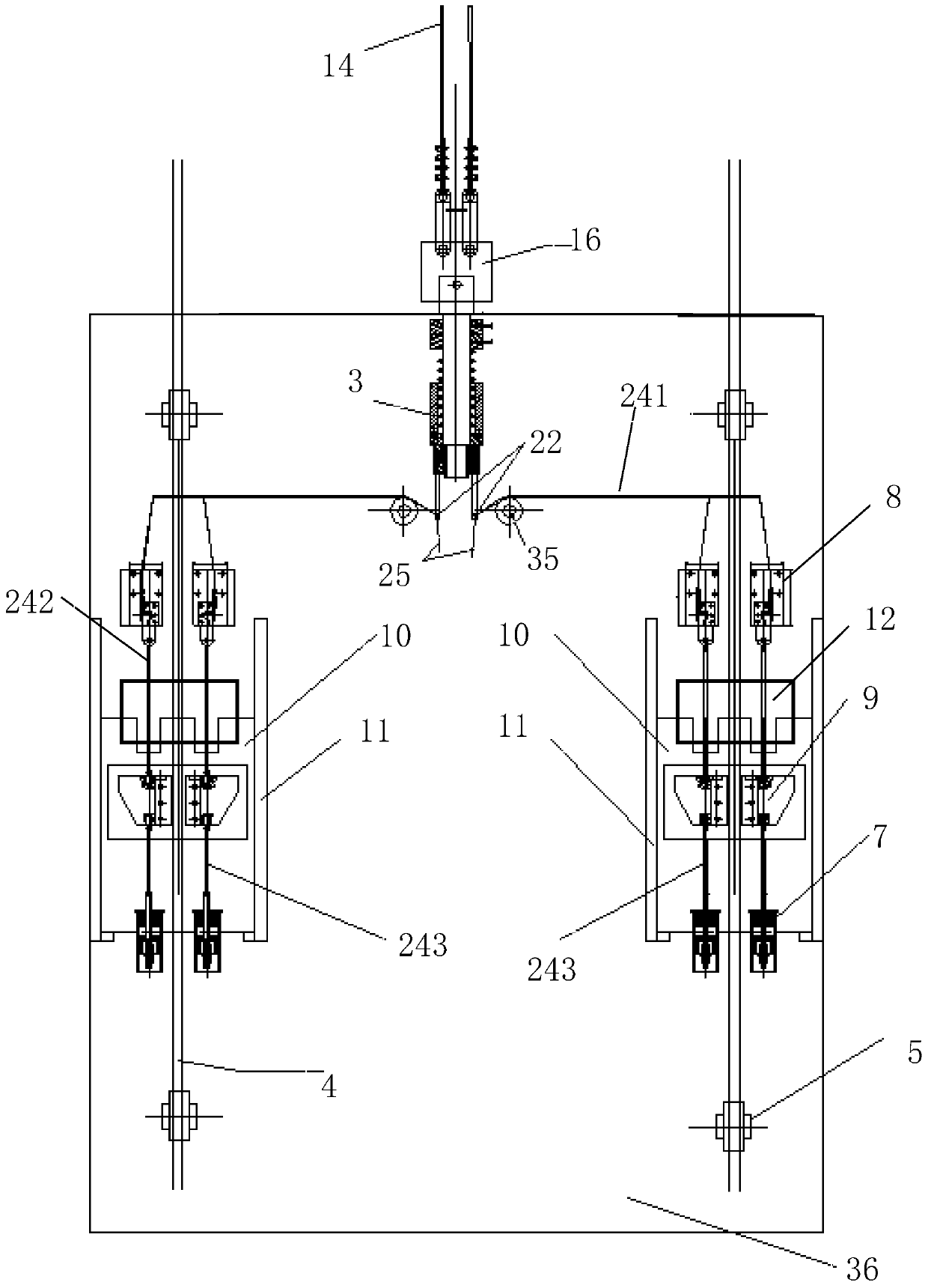 Inclined shaft transport vehicle rail holding self-tightening device
