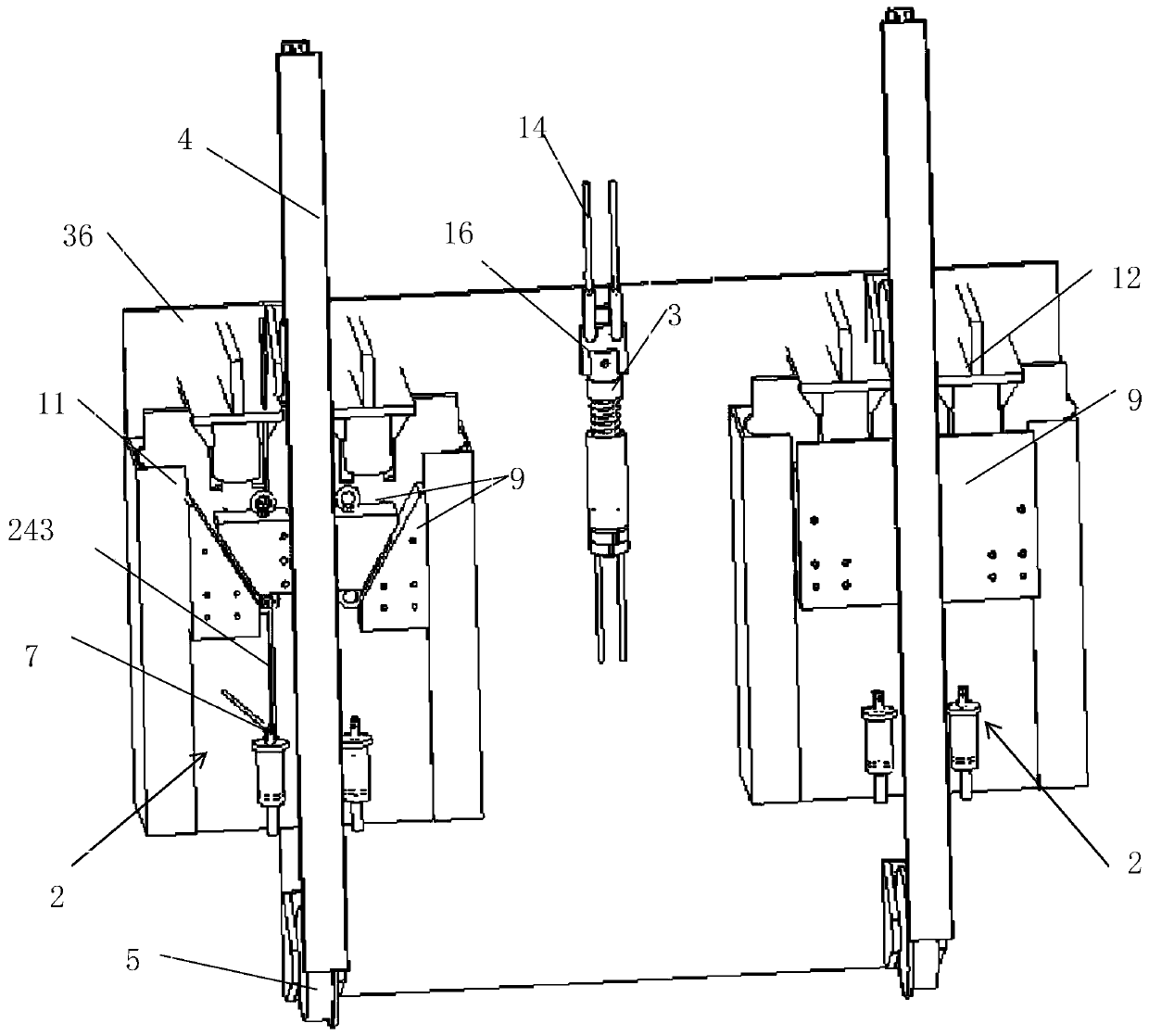 Inclined shaft transport vehicle rail holding self-tightening device