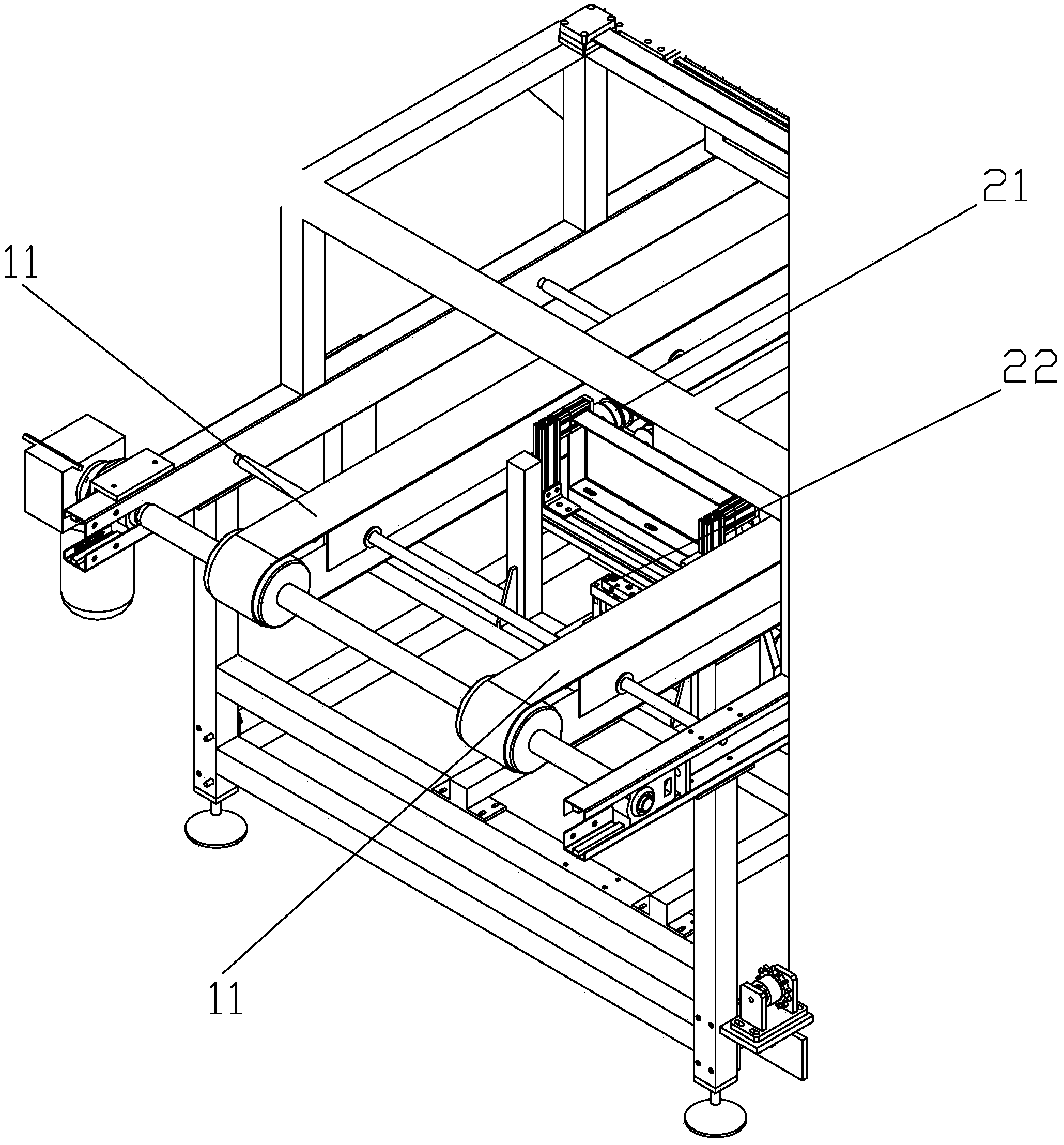 Automatic feeding device of semi-finished product door sheet laminator