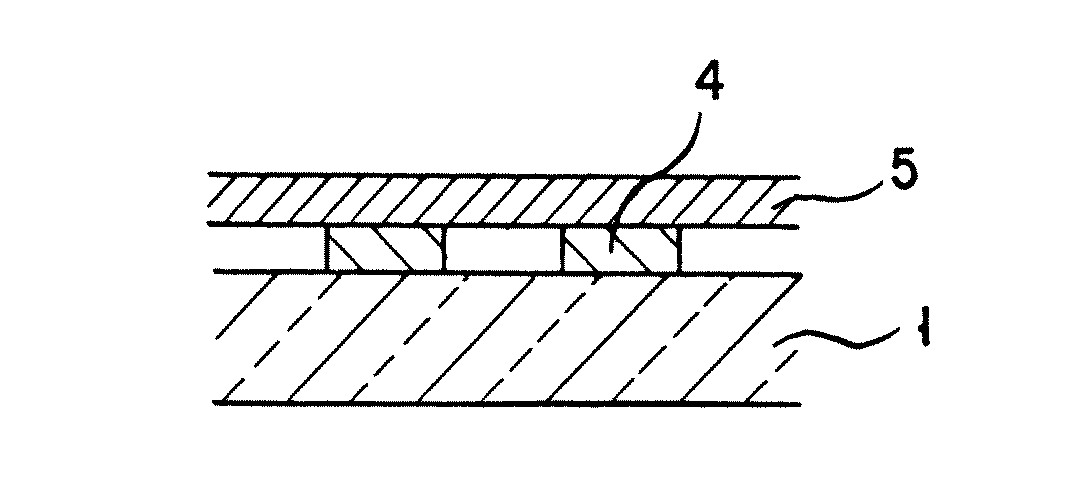 Composition for forming adhesive pattern, laminated structure obtained by using same, and method of producing such laminated structure