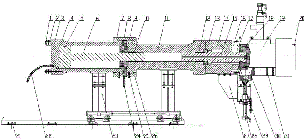 Supercharging system integrated steel pipe hydrostatic testing machine water-filling apparatus