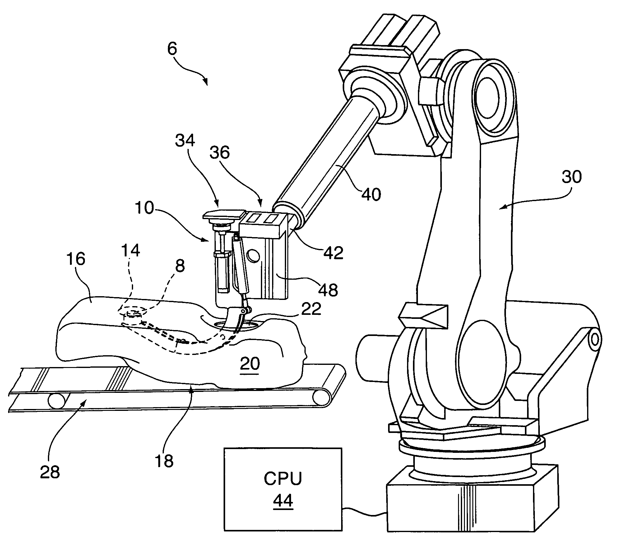 Coupling apparatus for positioning components in workpiece interior and method of using same