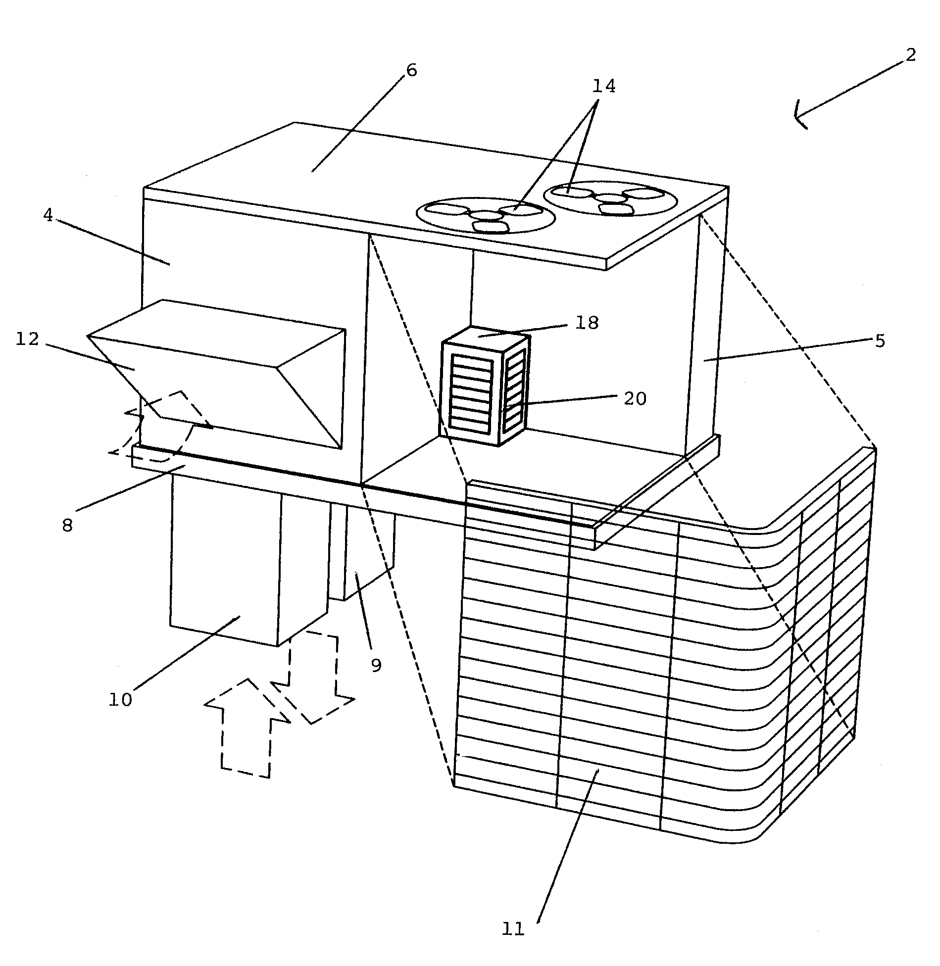 Self contained heating/cooling roof top unit with built in independent pressure relief