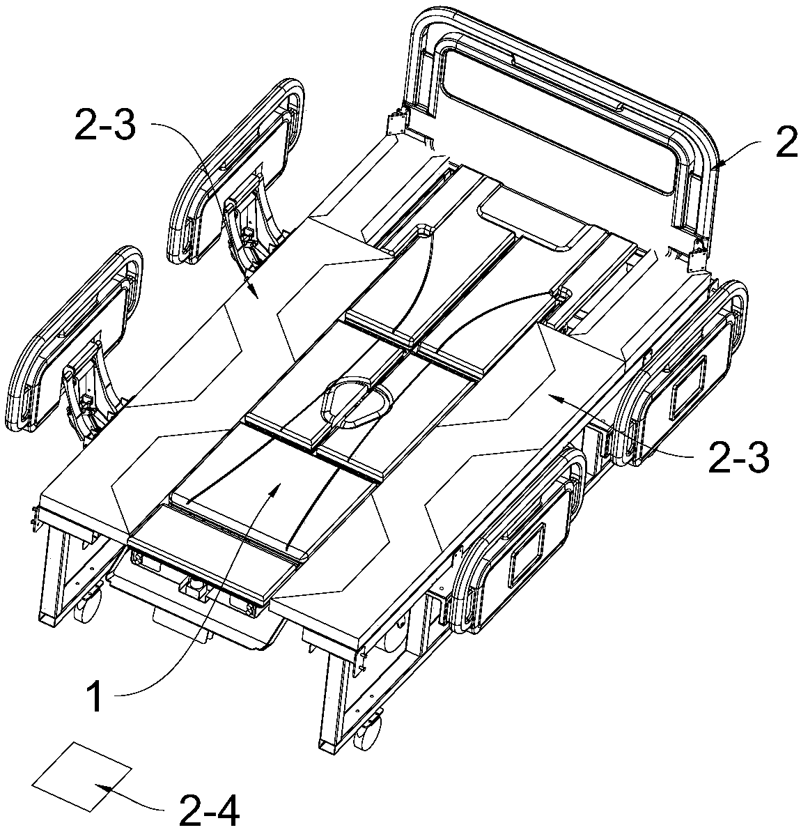 Bed and chair split type nursing bed with butting mechanisms and automatic butting method