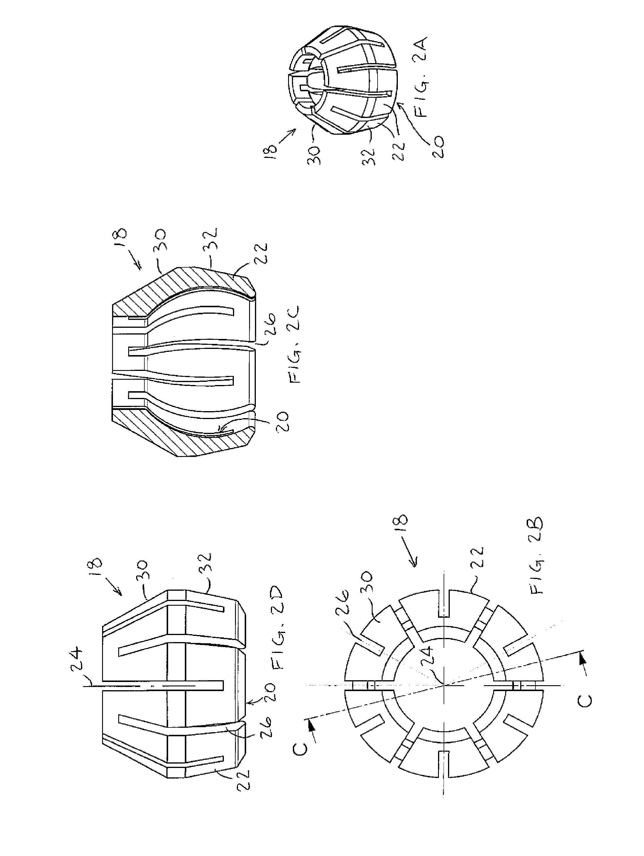 Double collet connector assembly for bone anchoring element