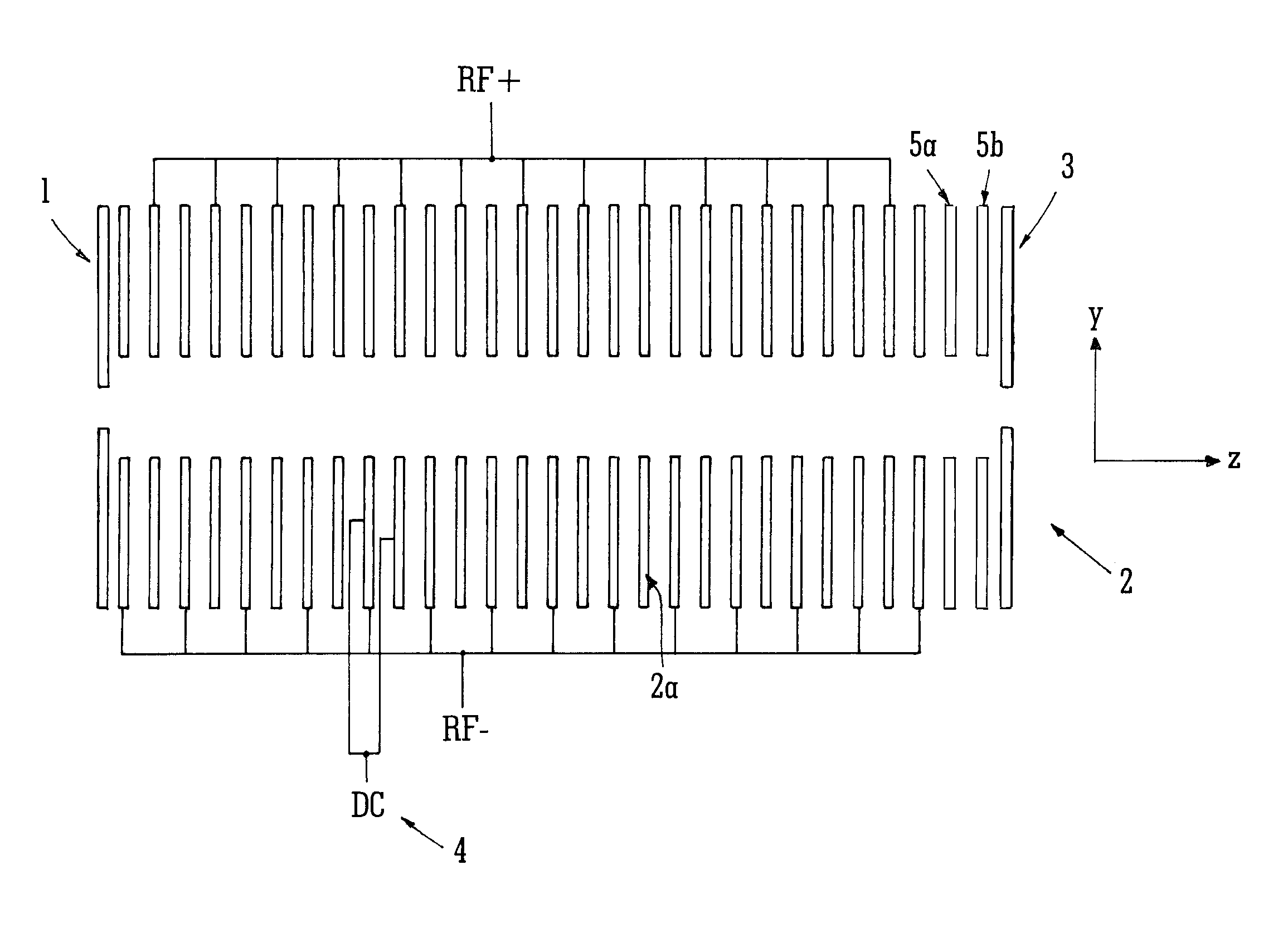 Mass spectrometer device and method using scanned phase applied potentials in ion guidance