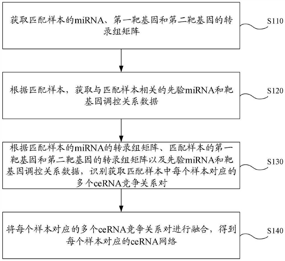 Single-sample ceRNA network identification method and device, electronic equipment and storage medium