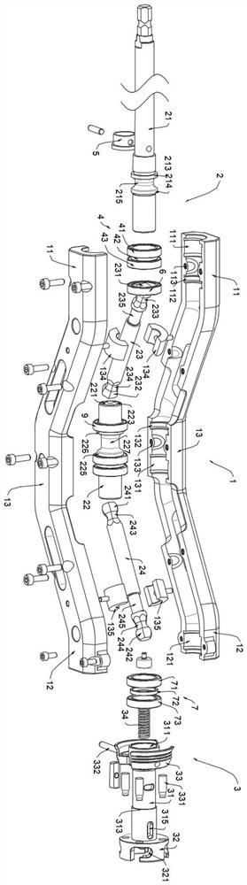 Double-bend acetabulum file holder suitable for robotic surgery