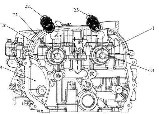 Engine cam shaft bearing cap integrated with VVT oilway