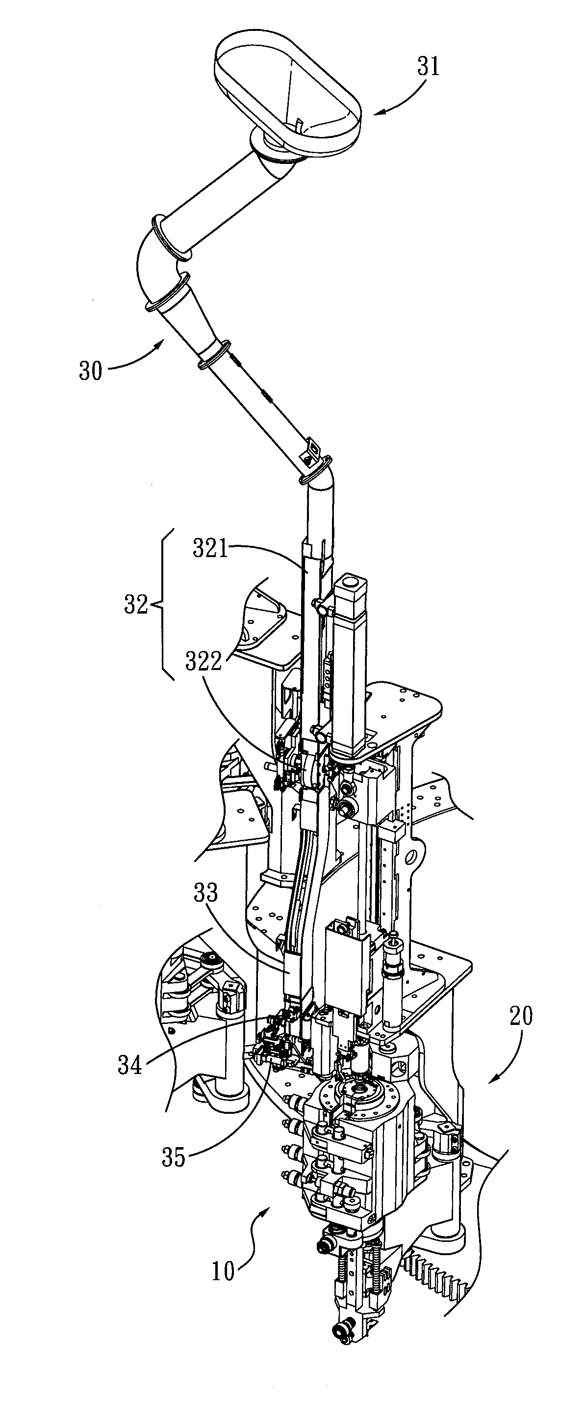 Method of aligning handles in rows for a rotating blow-molding machine for handled-bottles