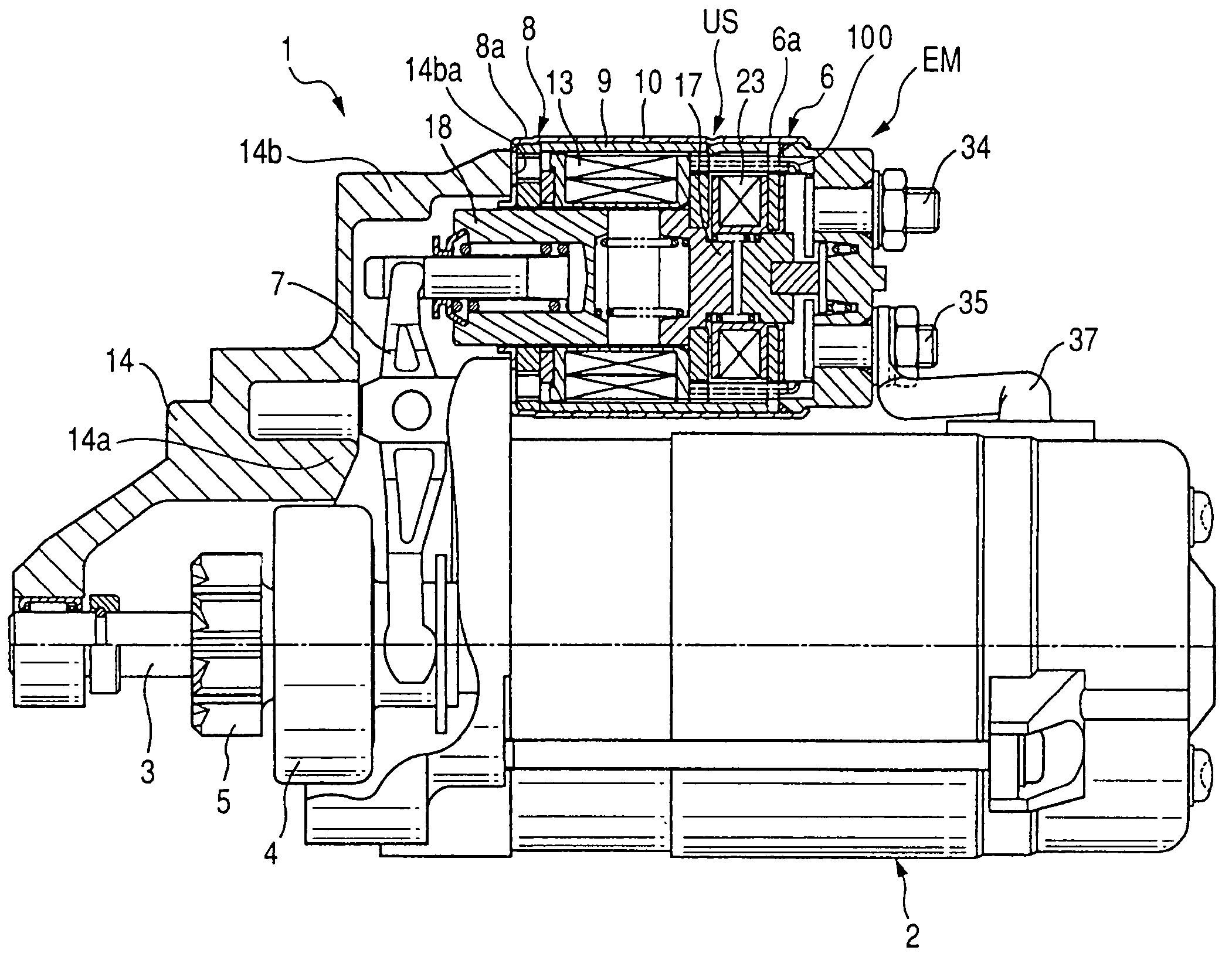 Starter with compact structure