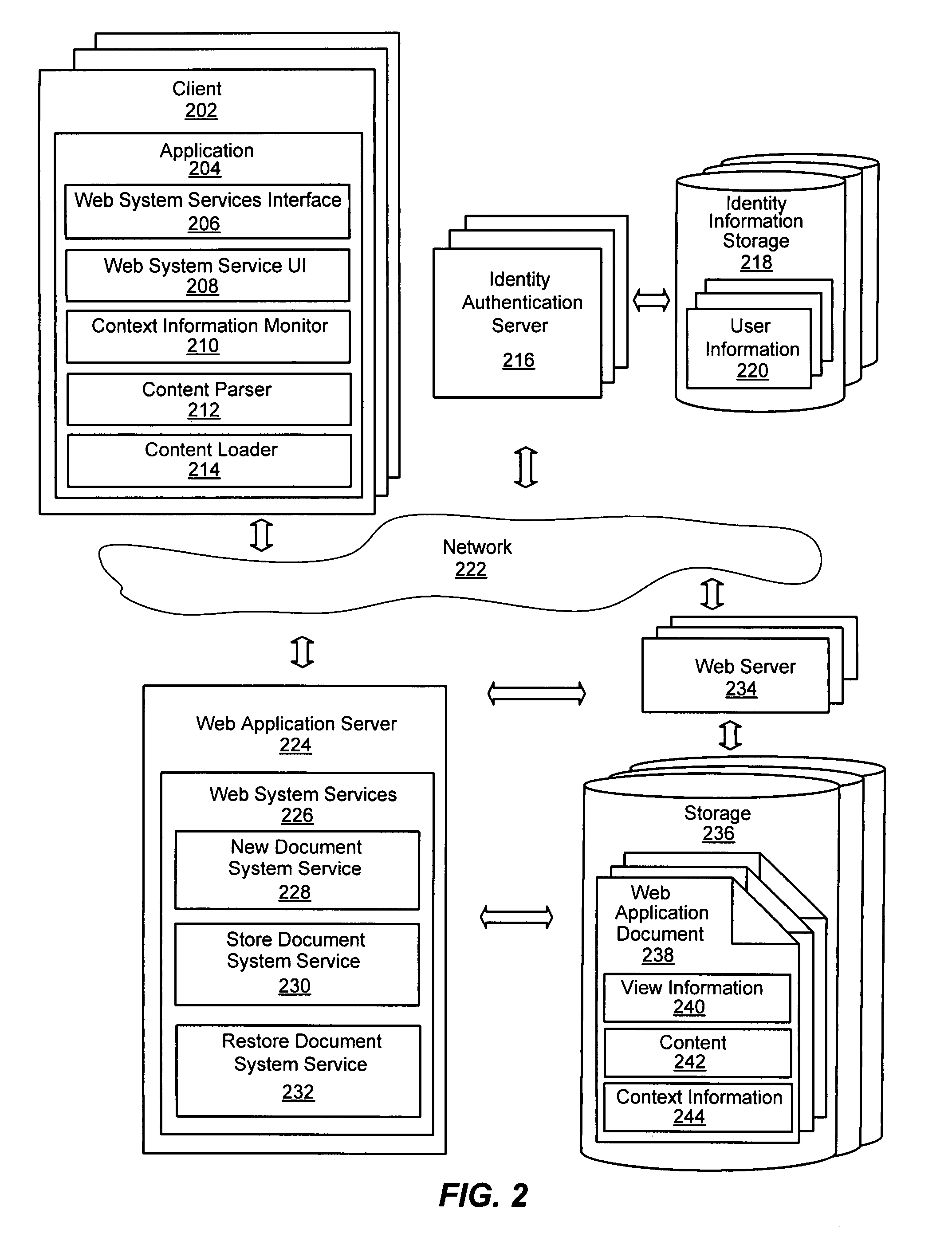 System and method of providing a user interface for client applications to store data and context information on the web