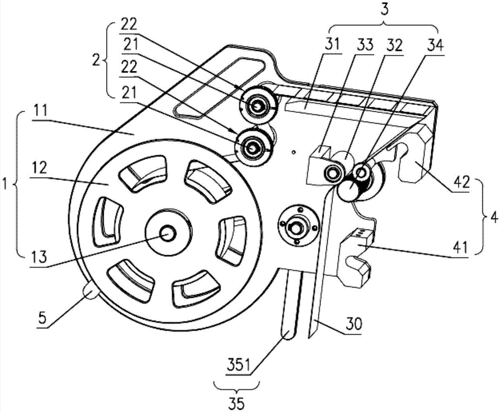 Novel label auxiliary material supplying device