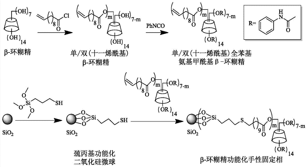 A kind of β-cyclodextrin functionalized chiral stationary phase and its preparation and application