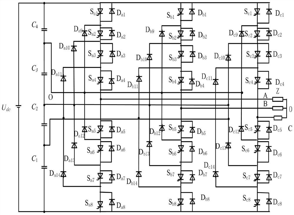 Five-level npc converter low-profile DC-side capacitor voltage self-balancing method