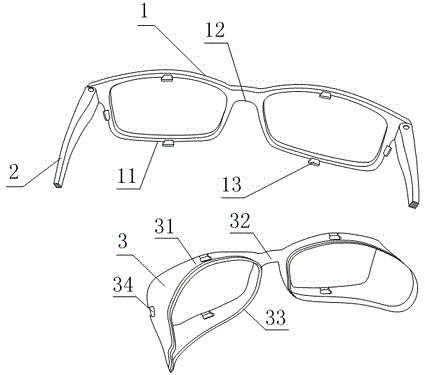 A spectacle frame structure with functional correction
