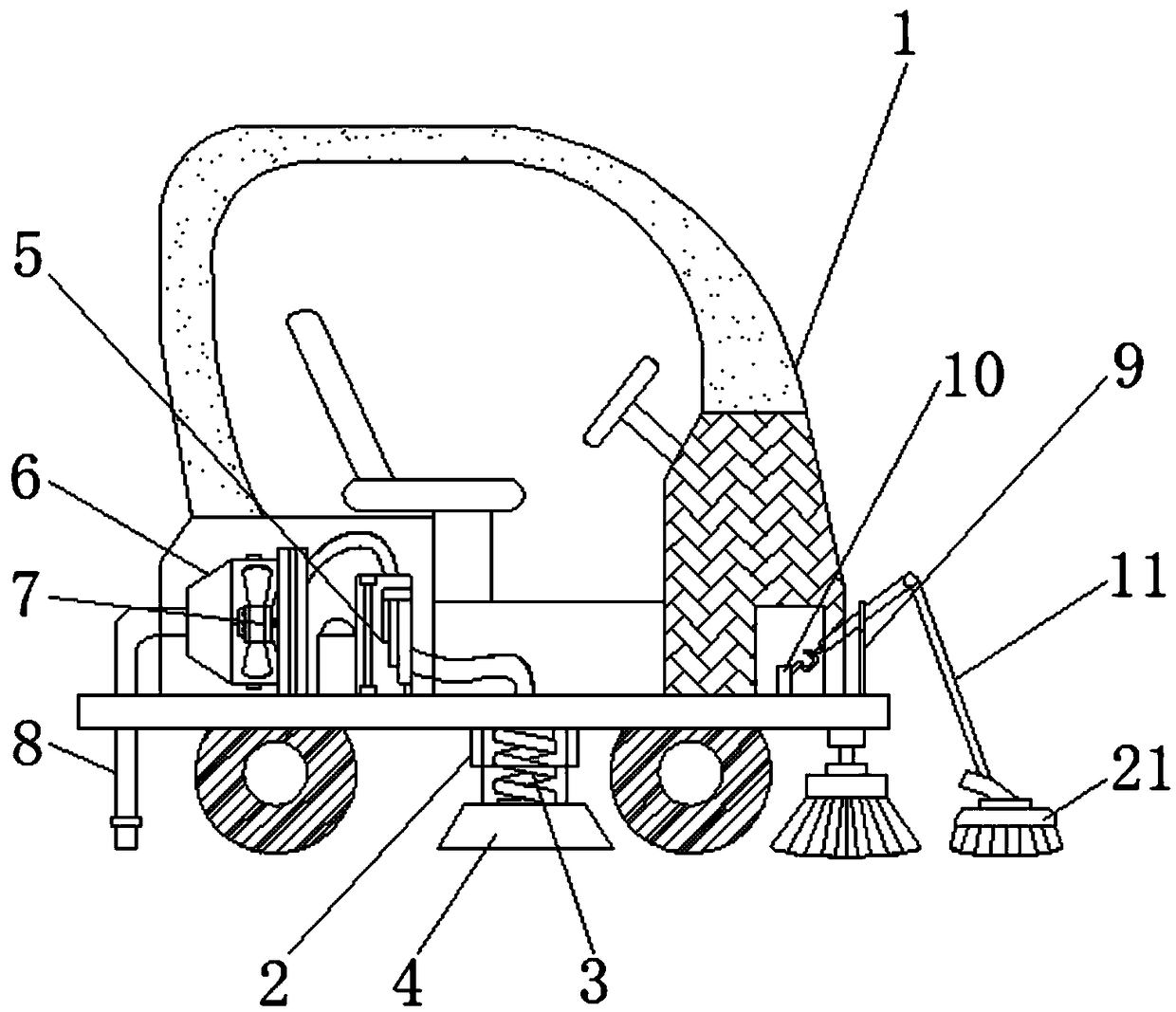 Spliceable ground environment cleaning vehicle for factory and manufacturing and using method thereof