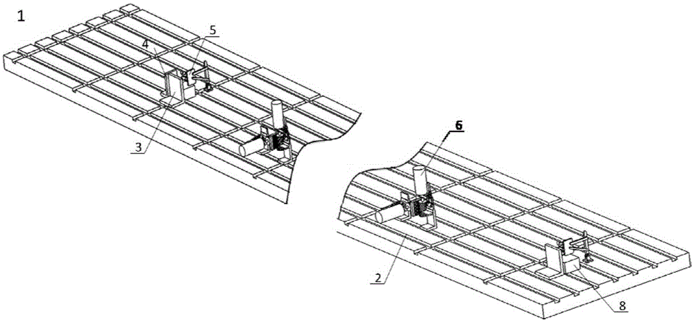 Residual stress releasing process device and stress releasing method for manufacturing process of long truss of wing