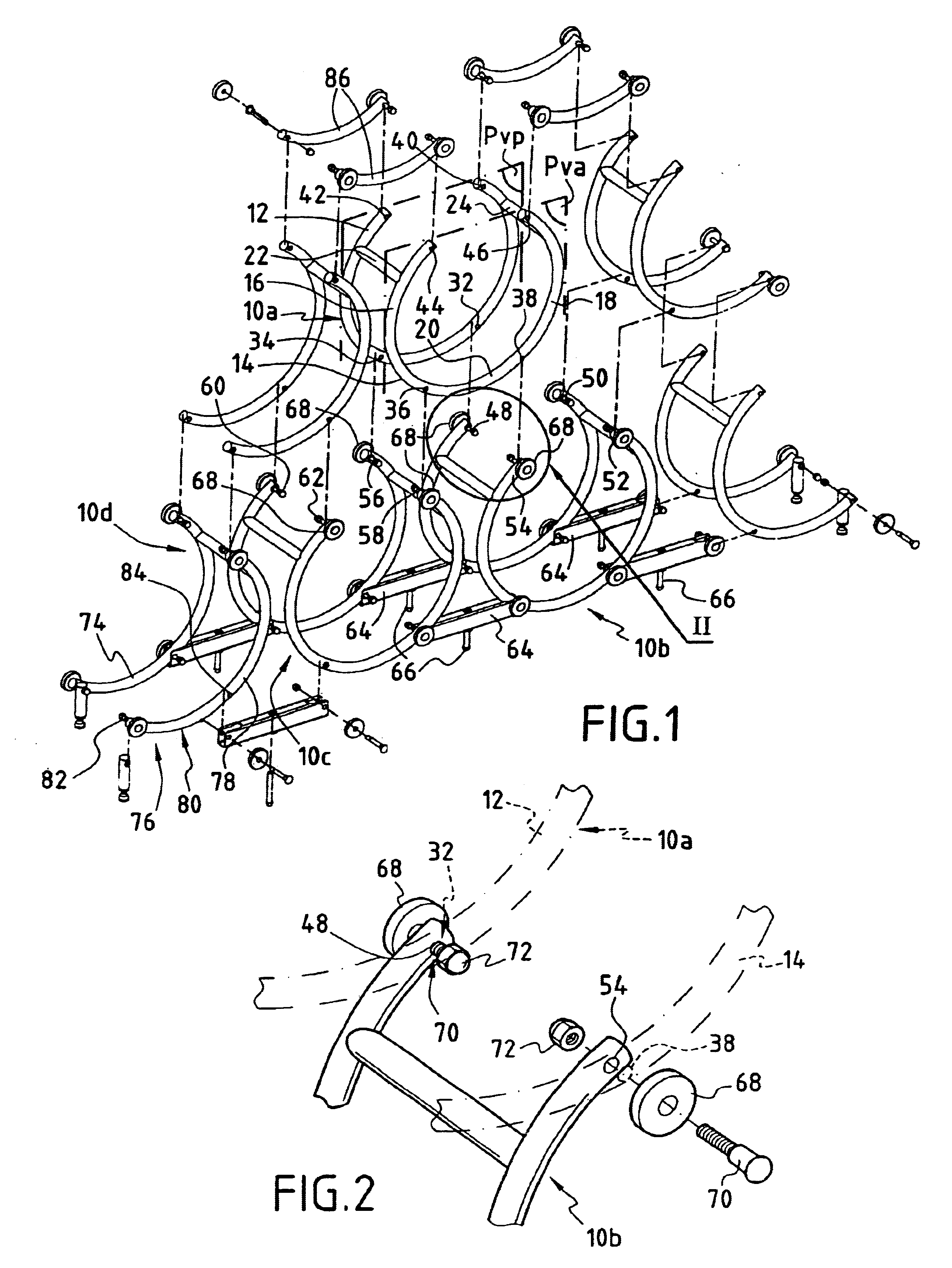Rack for supporting circularly symmetrical containers
