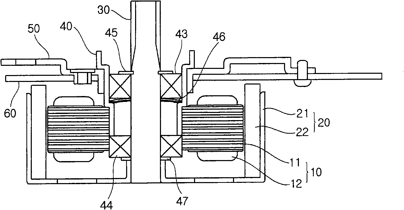 Structure of supporting core assembly and bearing for a bldc