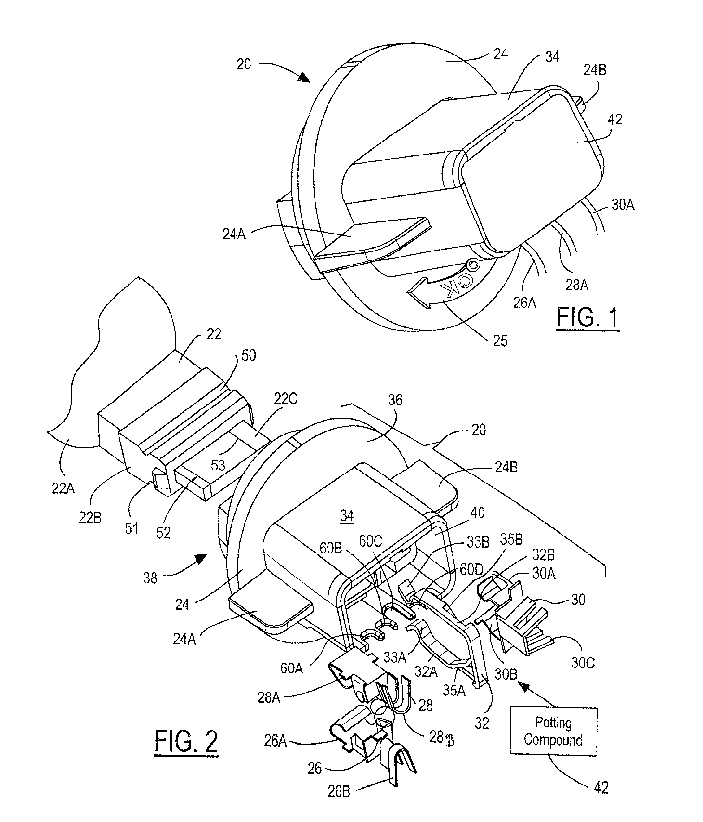 Lamp socket assemblies with axial terminals