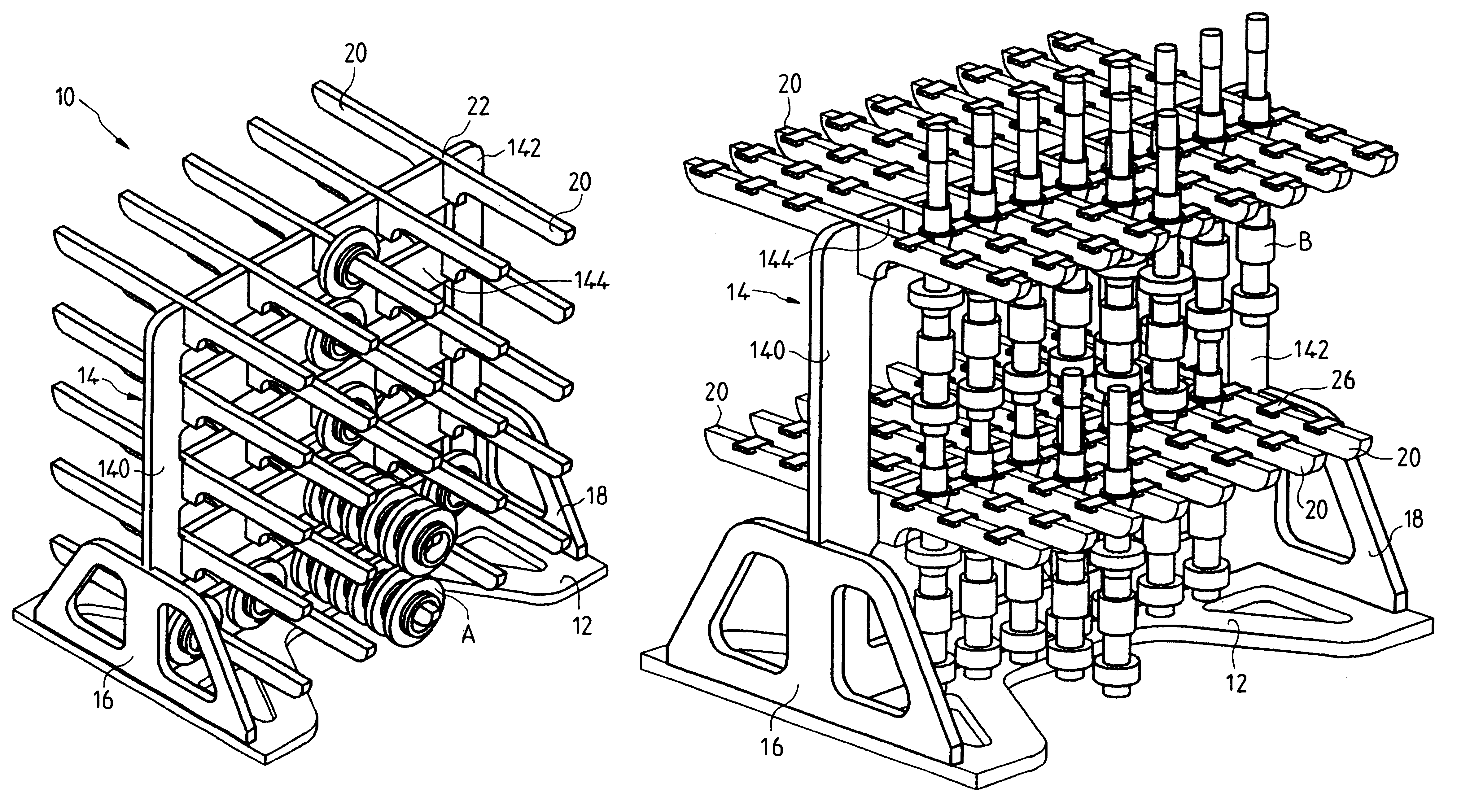 Rack for loading parts for heat treatment