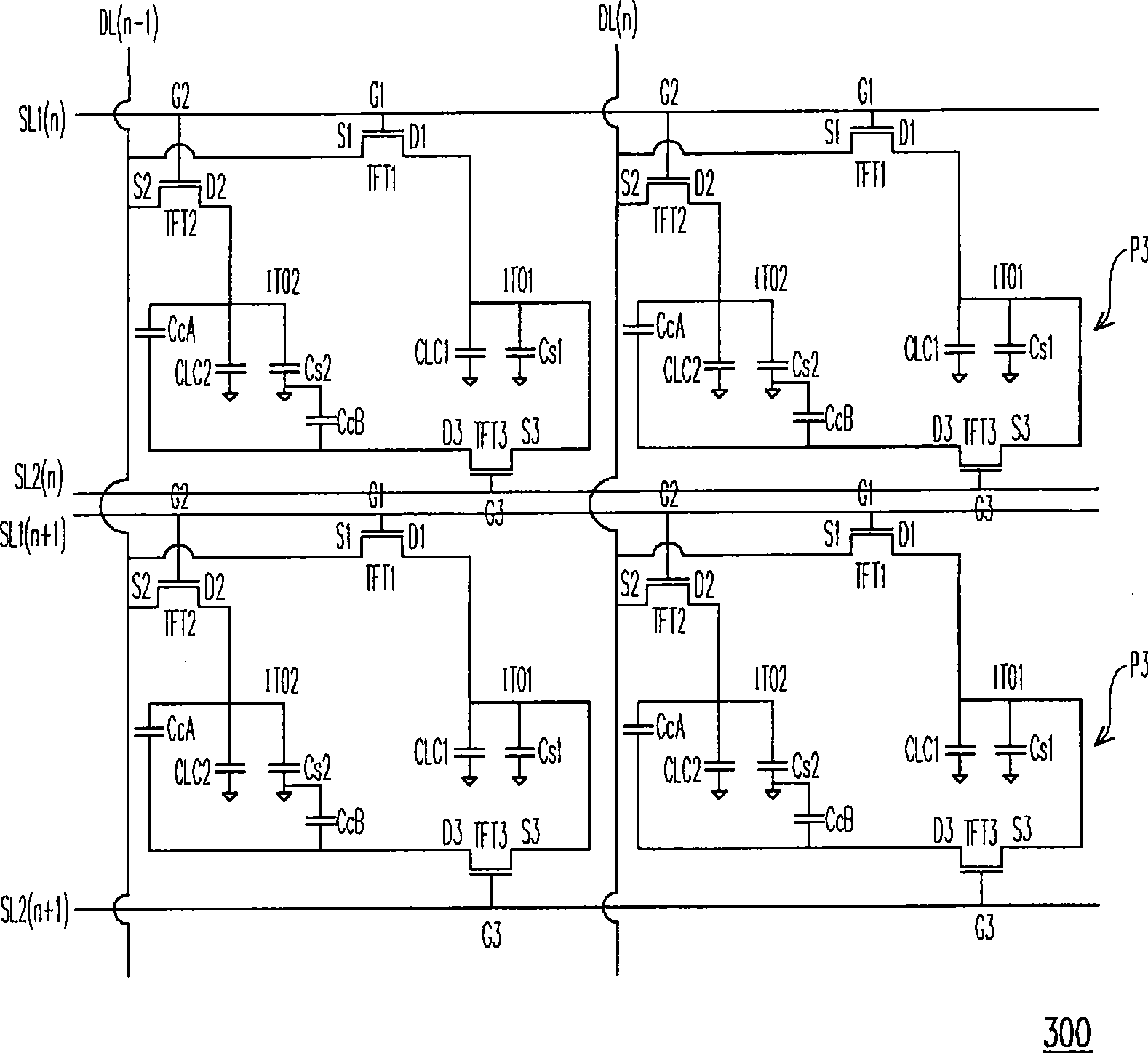 Pixel array, LCD panel and optoelectronic device