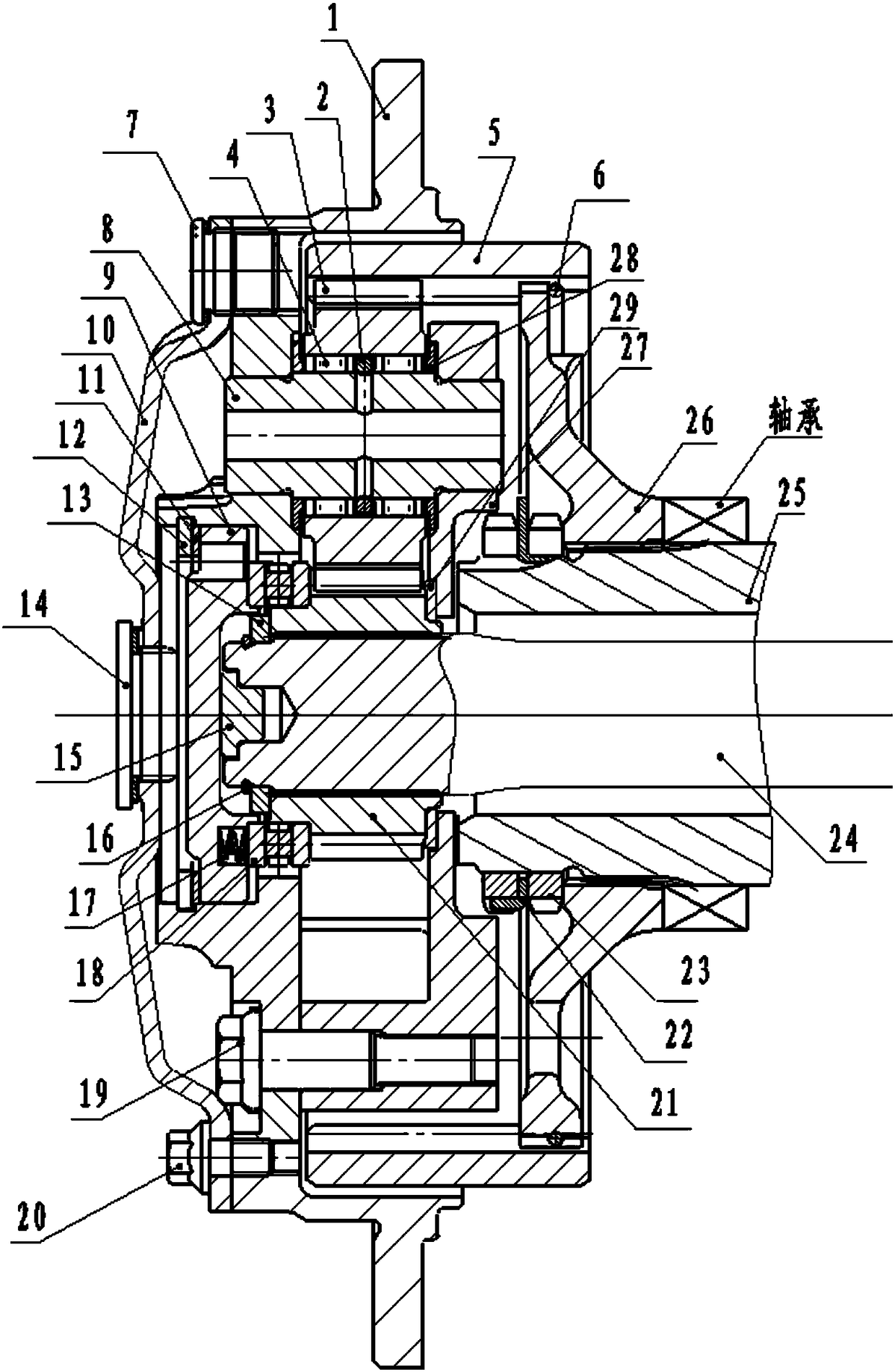 Planetary reducing structure of bevel wheel of steering drive axle