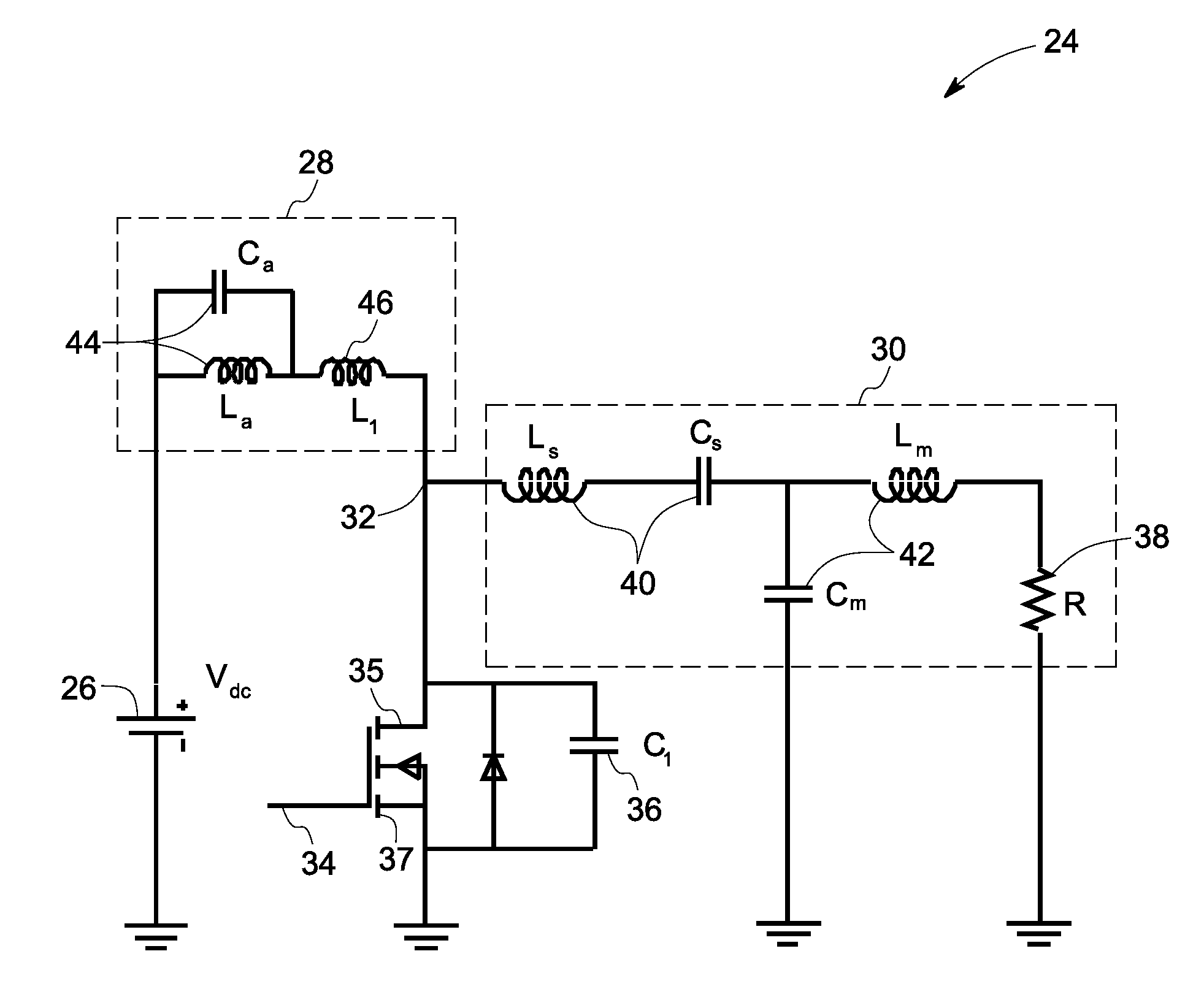 Class-e amplifier and lighting ballast using the amplifier