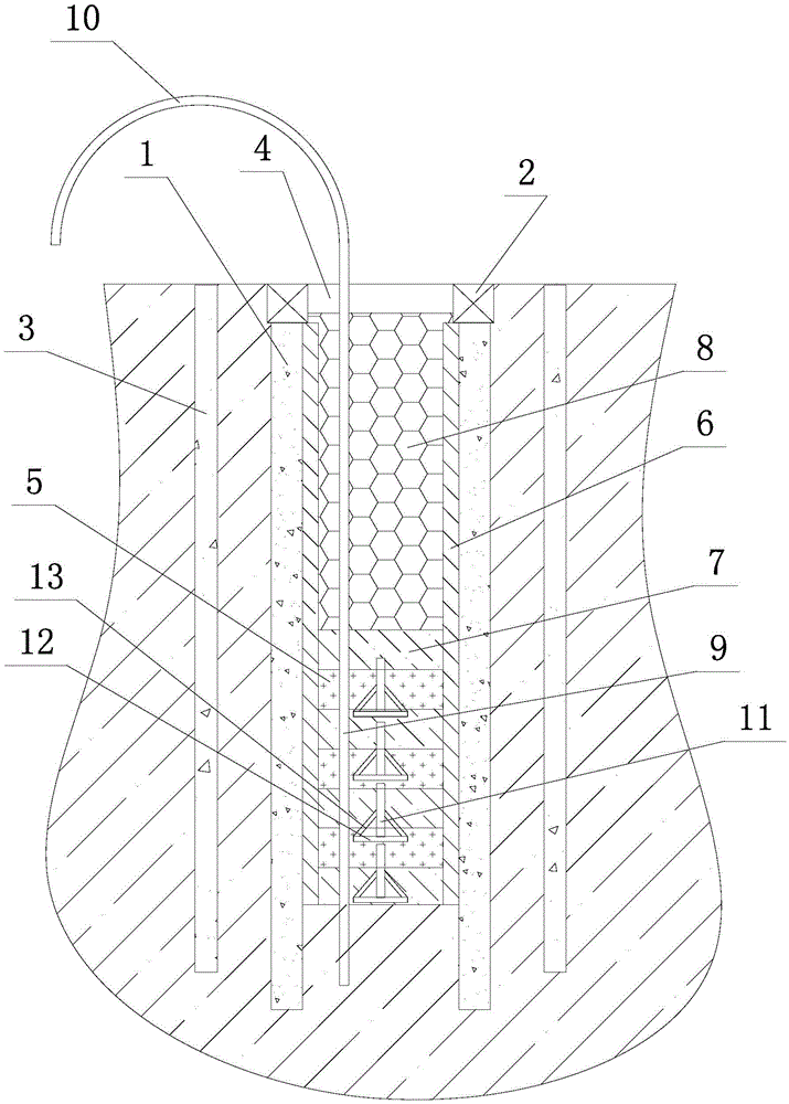 Damping ditch with pressure relief device and shockproof plates and construction method for damping ditch