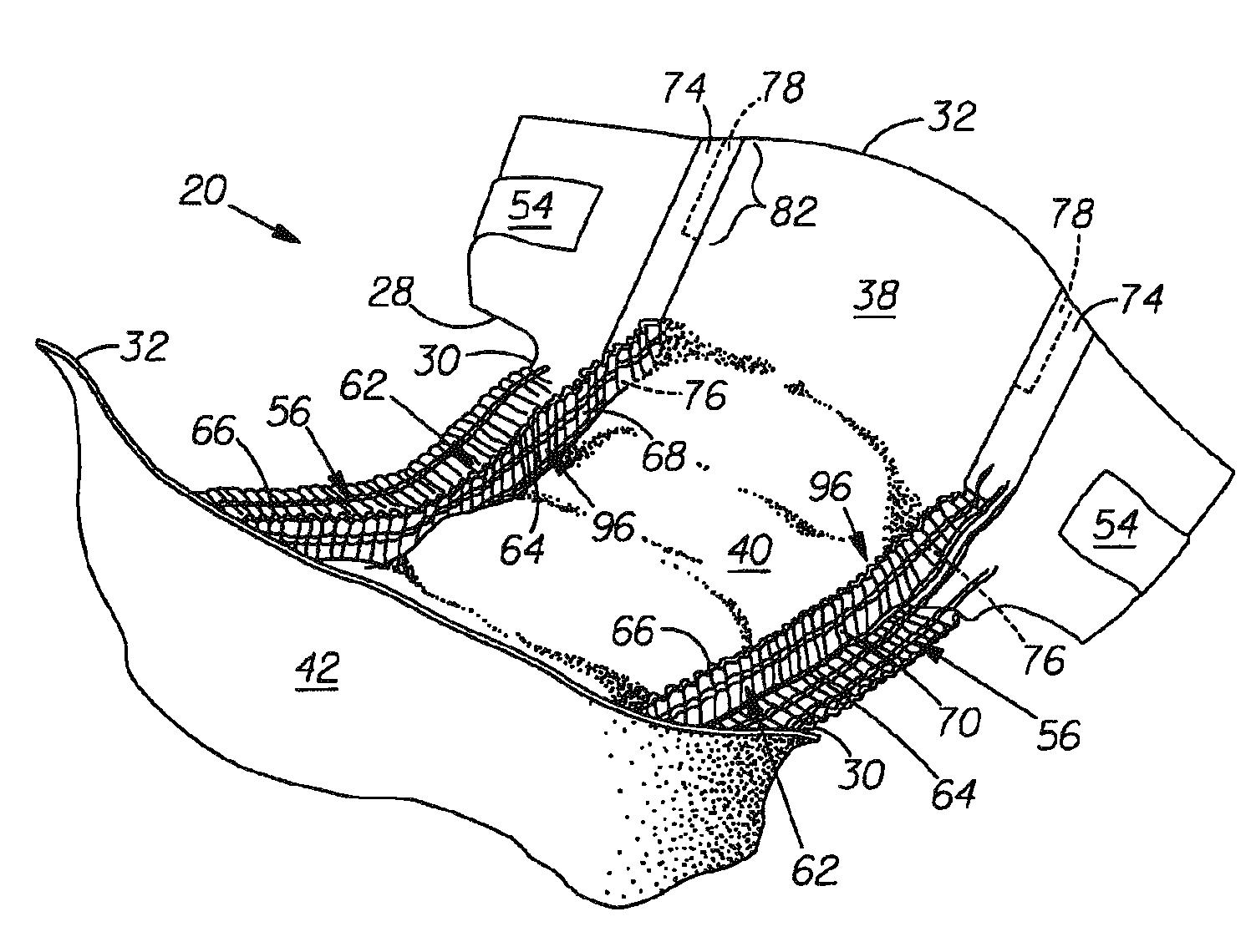 Barrier cuff for a unitary disposable absorbent article having intermediate bond for sustained fit