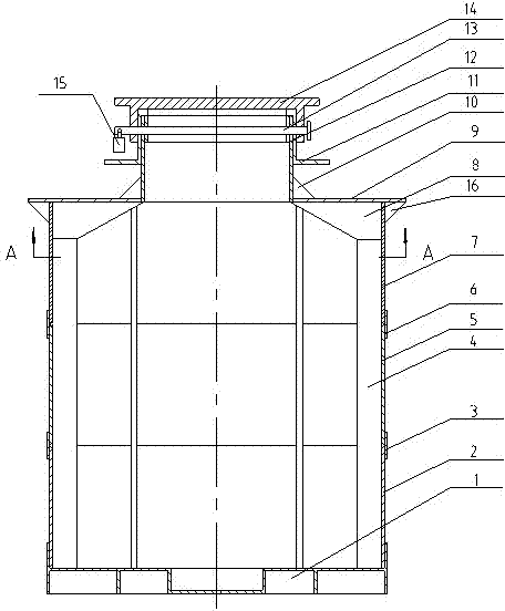 Vertical plastic cistern and assembly method thereof
