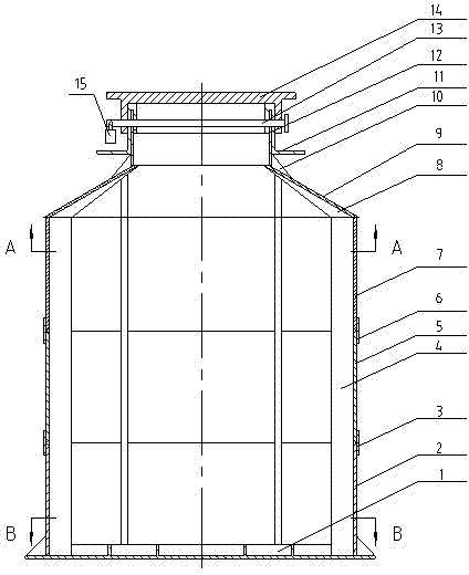 Vertical plastic cistern and assembly method thereof